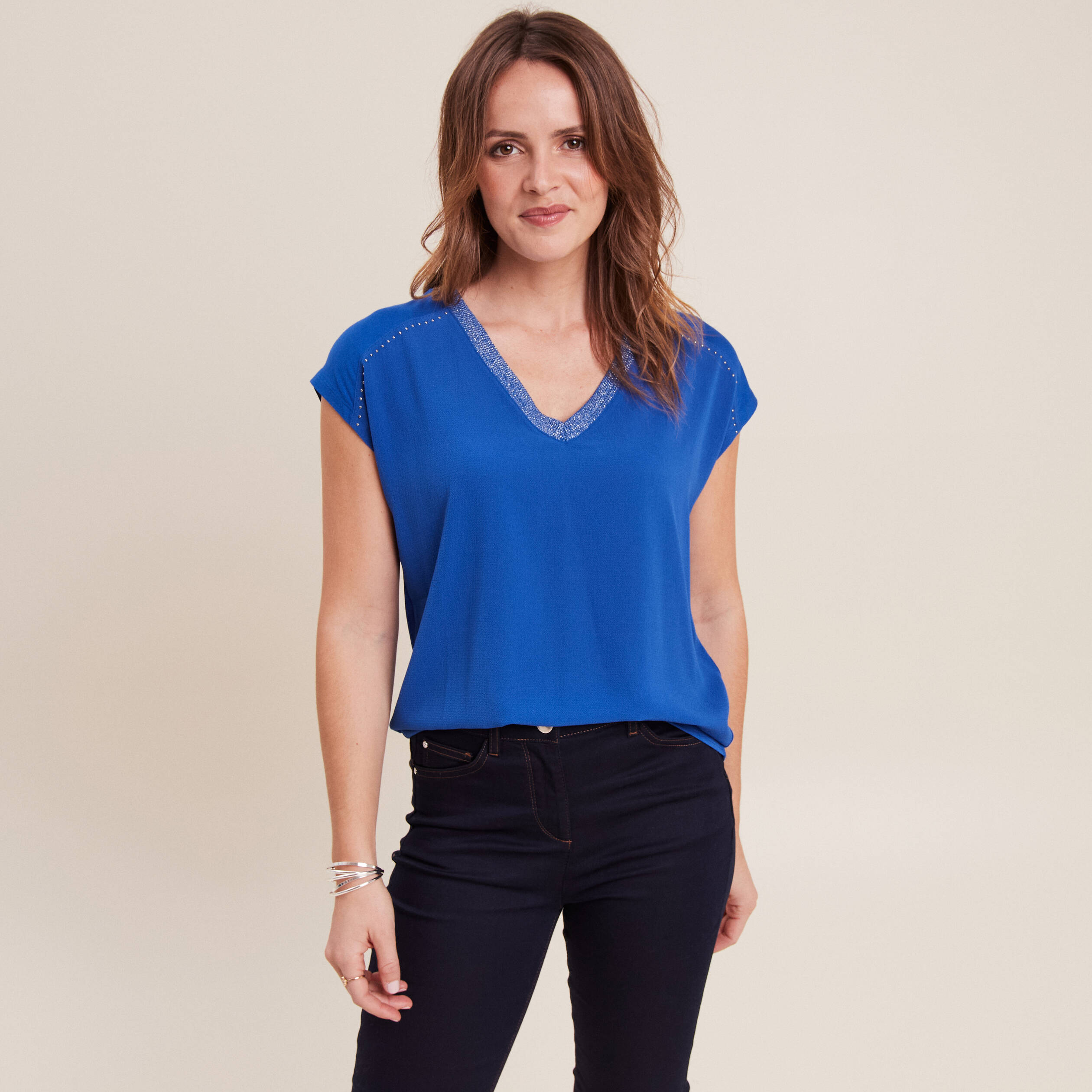 T-shirt manches courtes bleu electrique femme