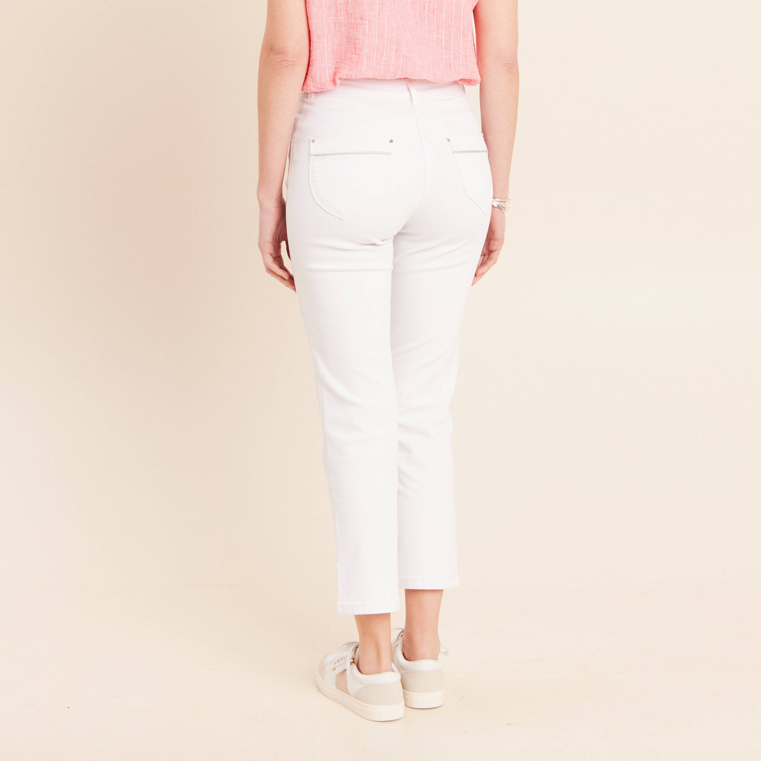 Jean coupe droite 7/8&egrave;me blanc femme