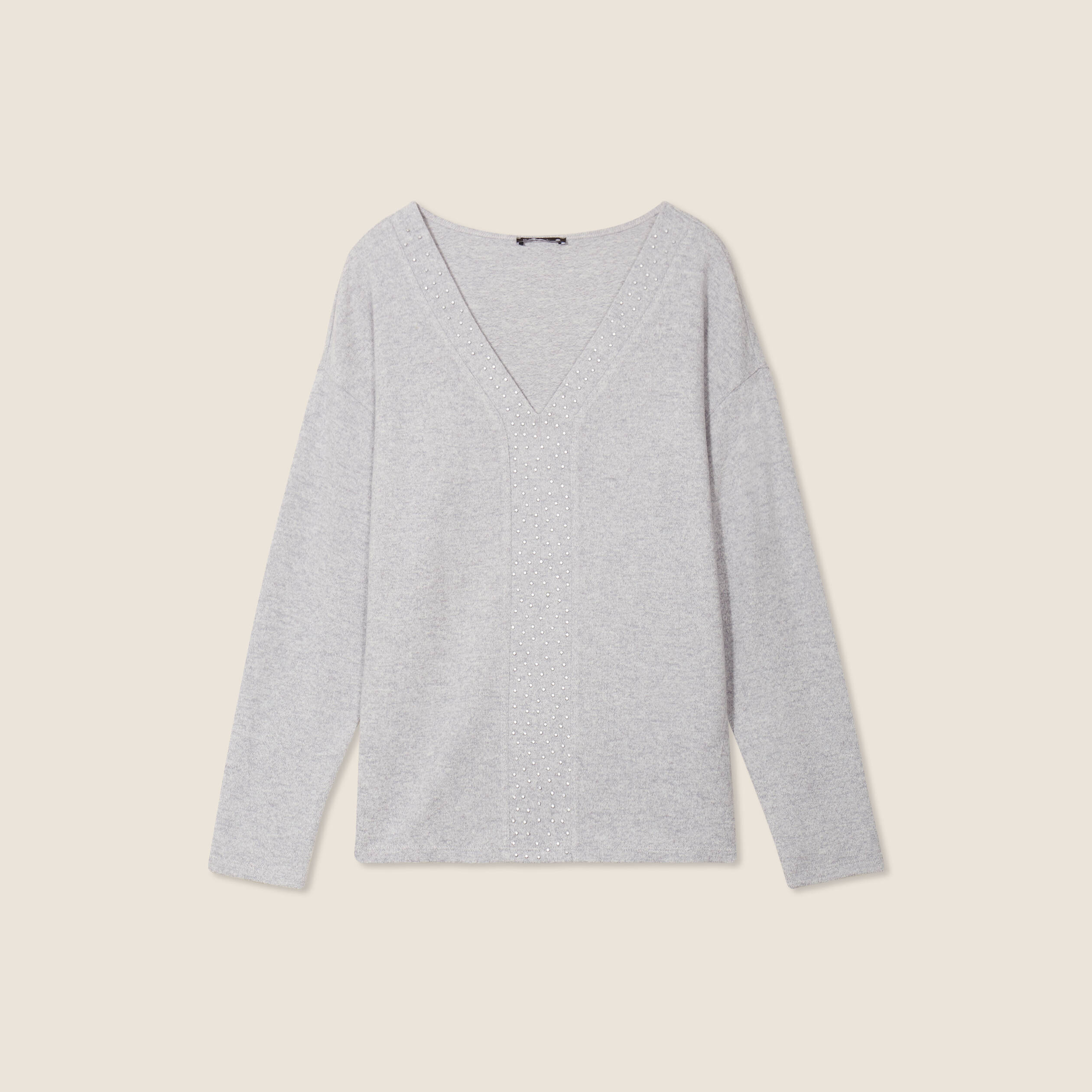 t shirt manches longues gris clair femme T-shirt manches longues gris clair femme
