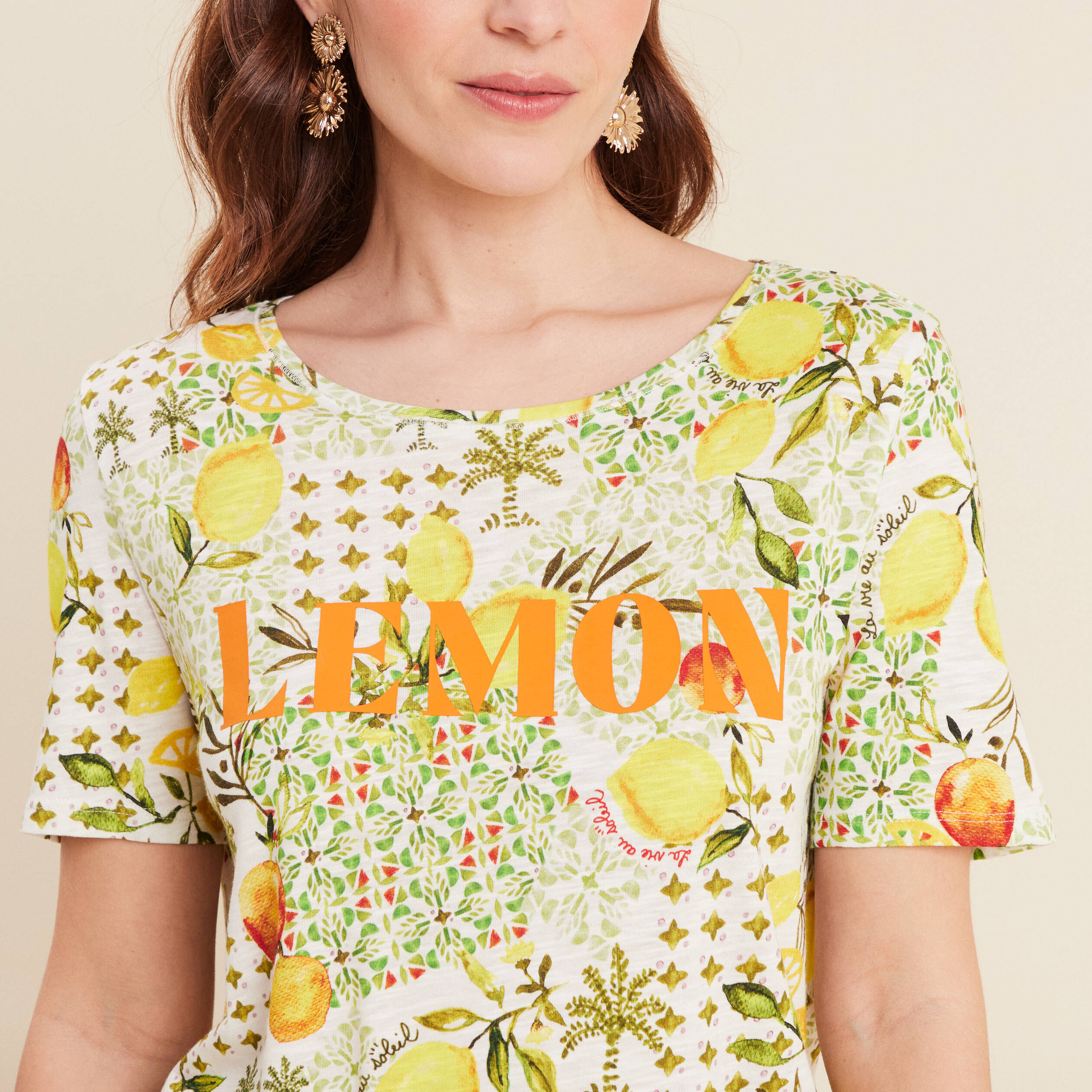 t shirt manches courtes jaune citron femme T-shirt manches courtes jaune citron femme