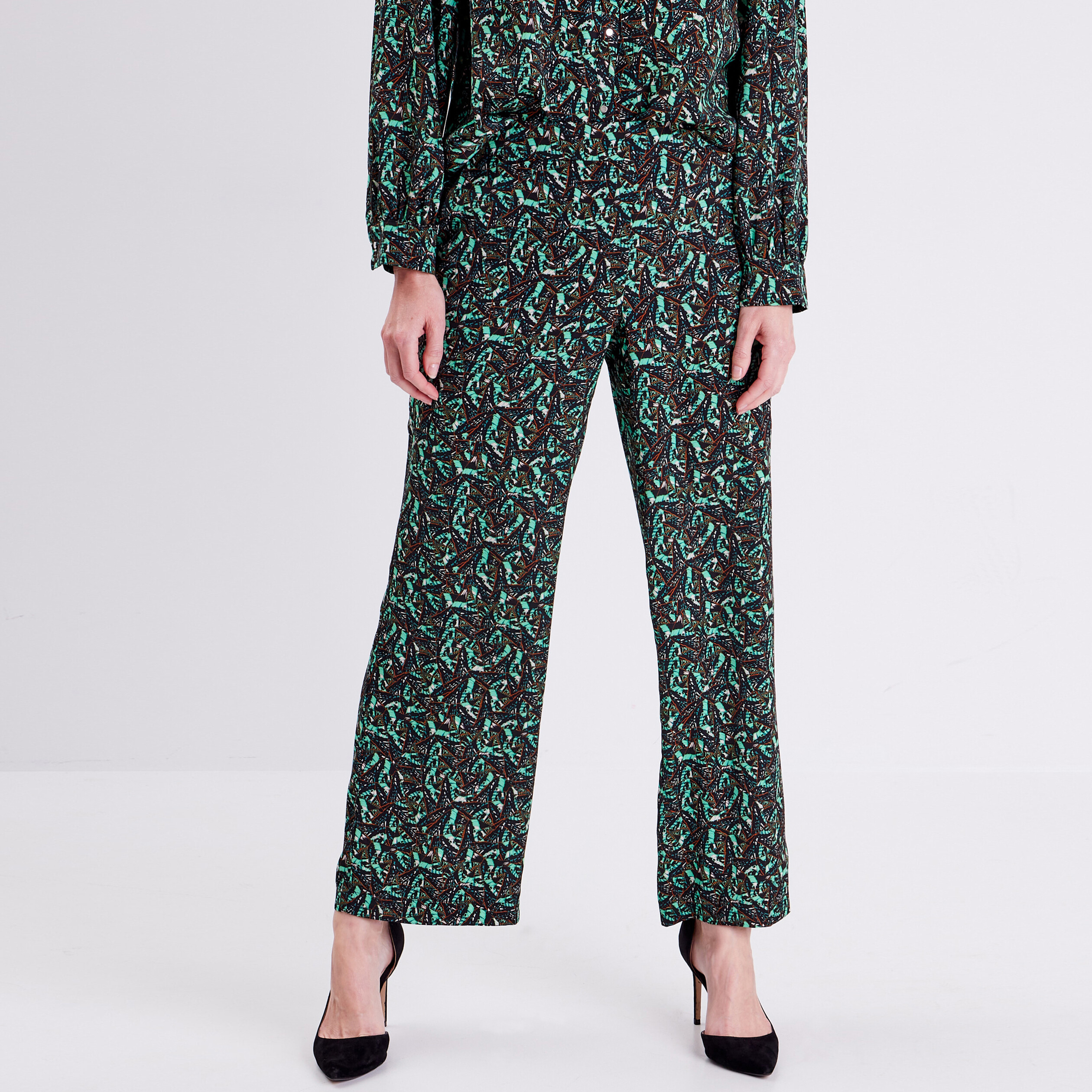 pantalon flou vert pastel femme Pantalon flou vert pastel femme