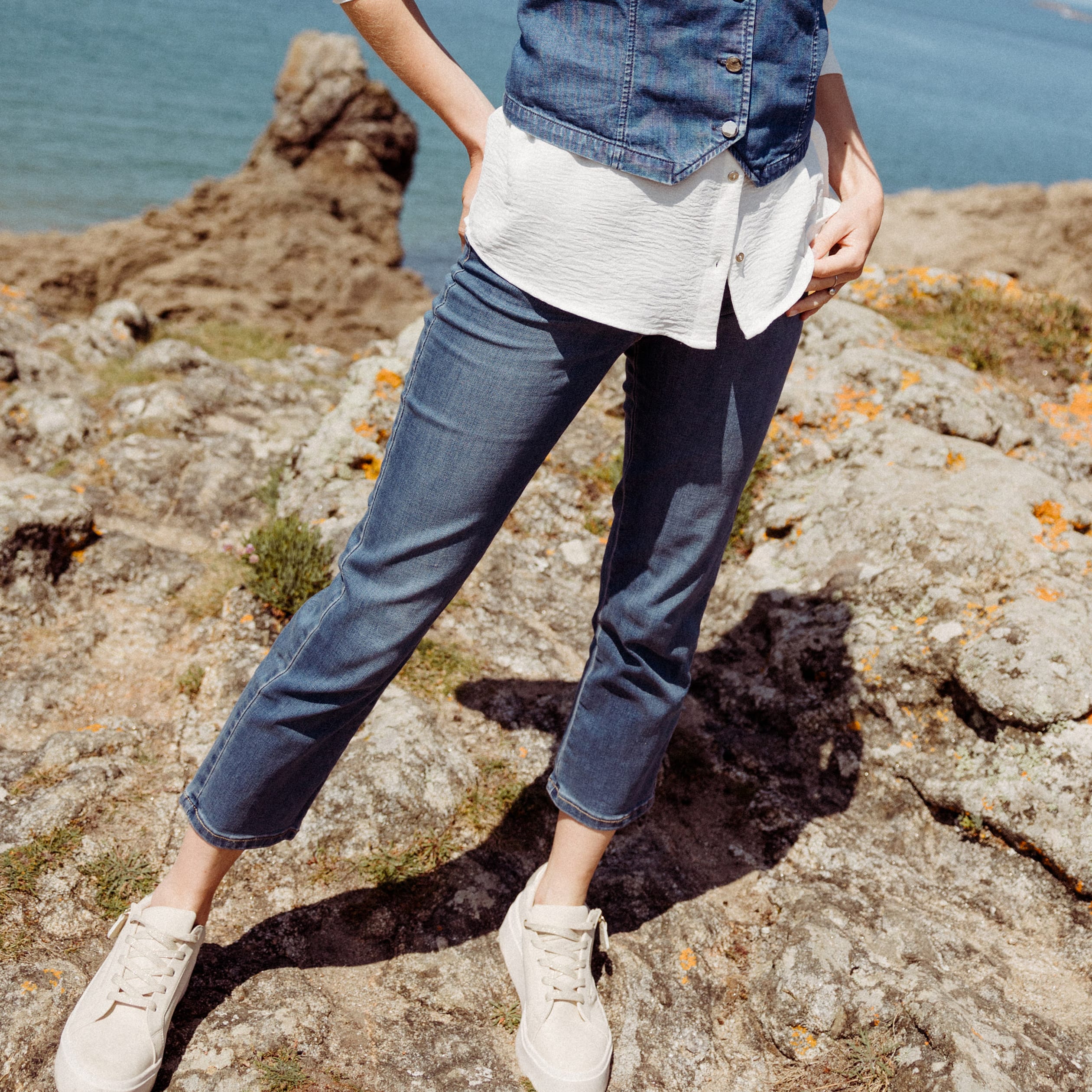 jean droit 78eme denim stone femme Jean droit 7/8ème denim stone femme
