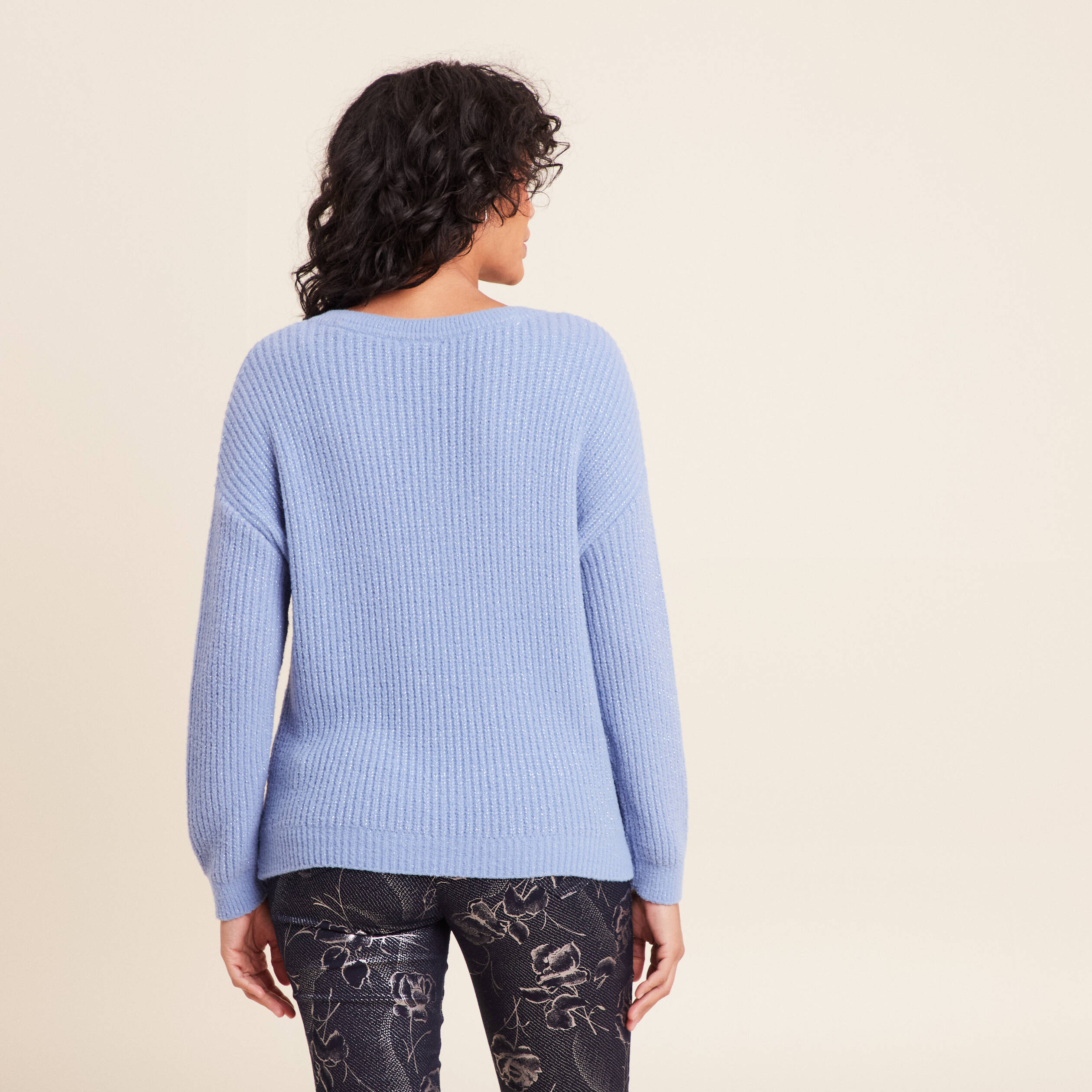 Pull manches longues bleu ciel femme
