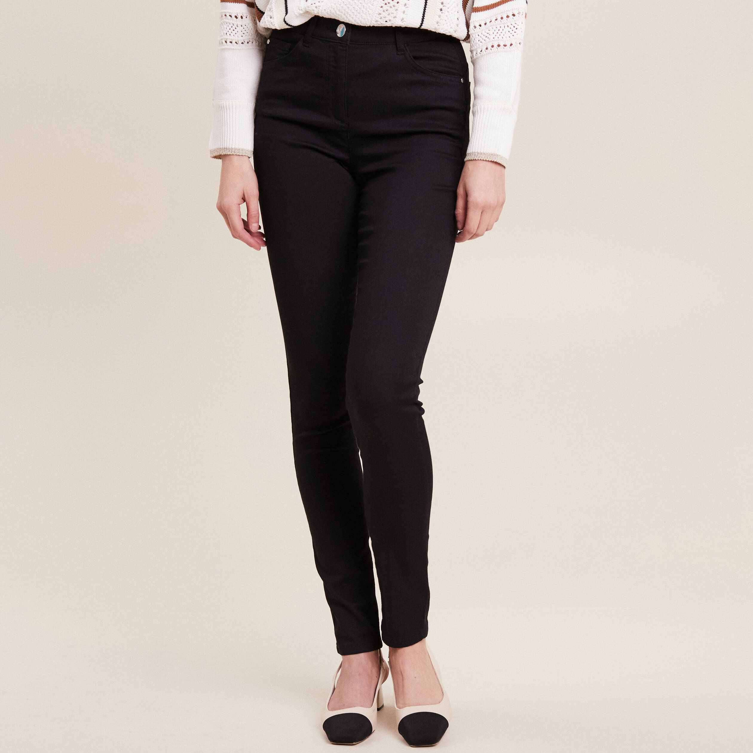 pantalon leger taille haute long noir femme Pantalon léger taille haute long noir femme