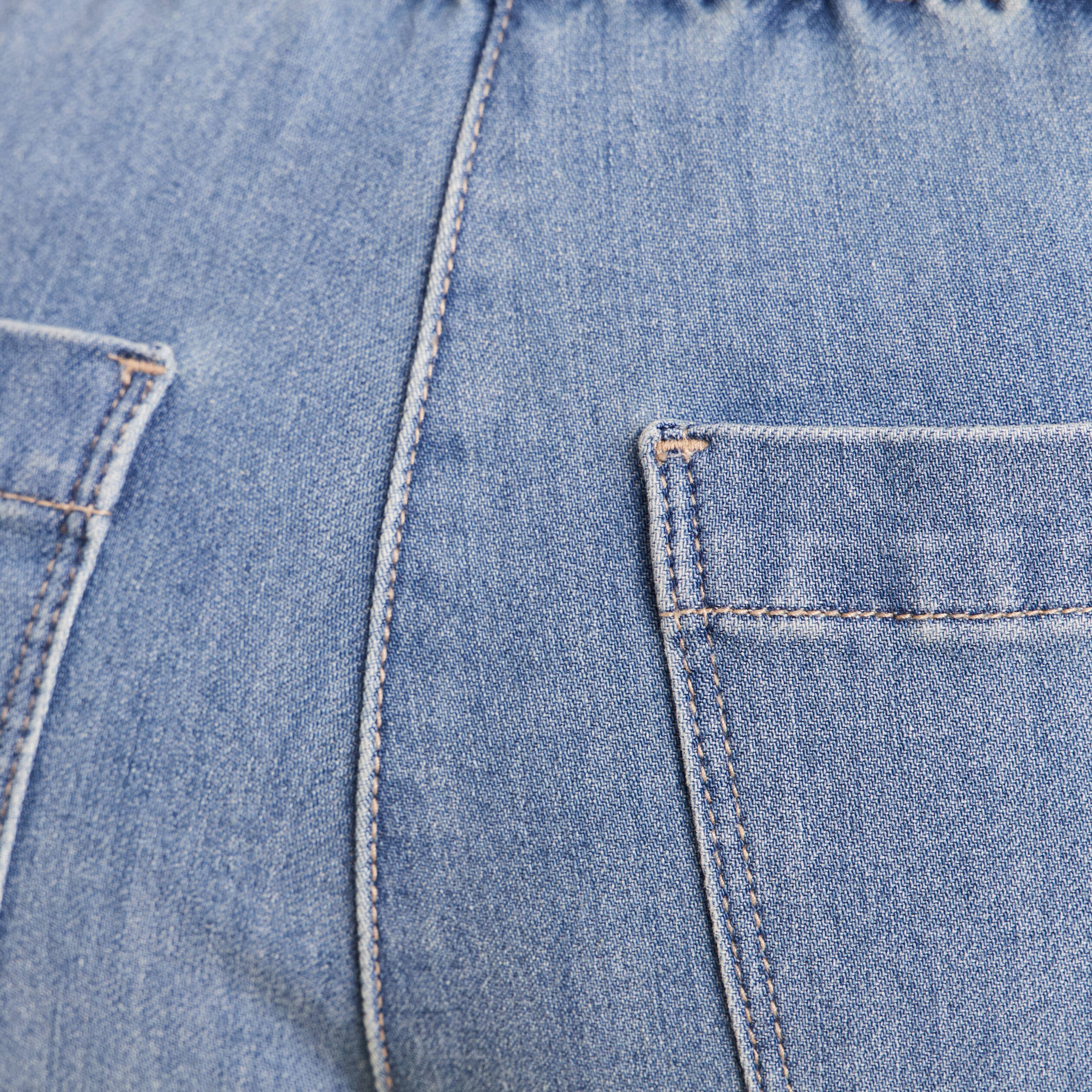 Pantacourt coupe mom denim double stone femme