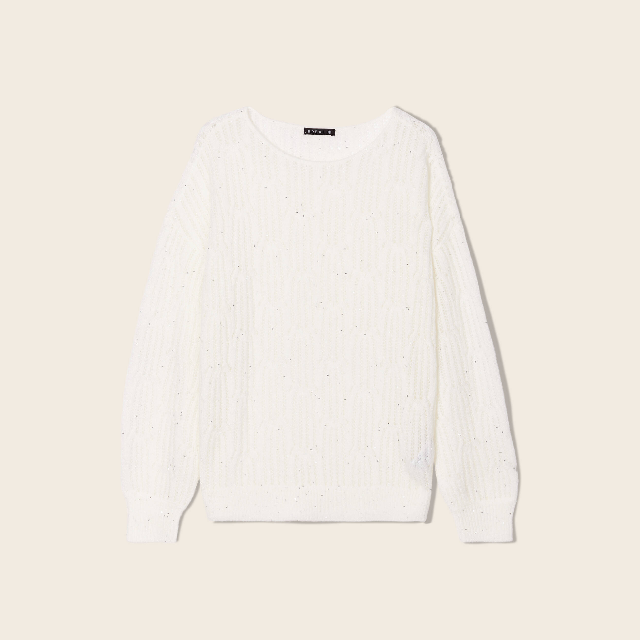 pull manches longues sequins ecru femme Pull manches longues sequins ecru femme