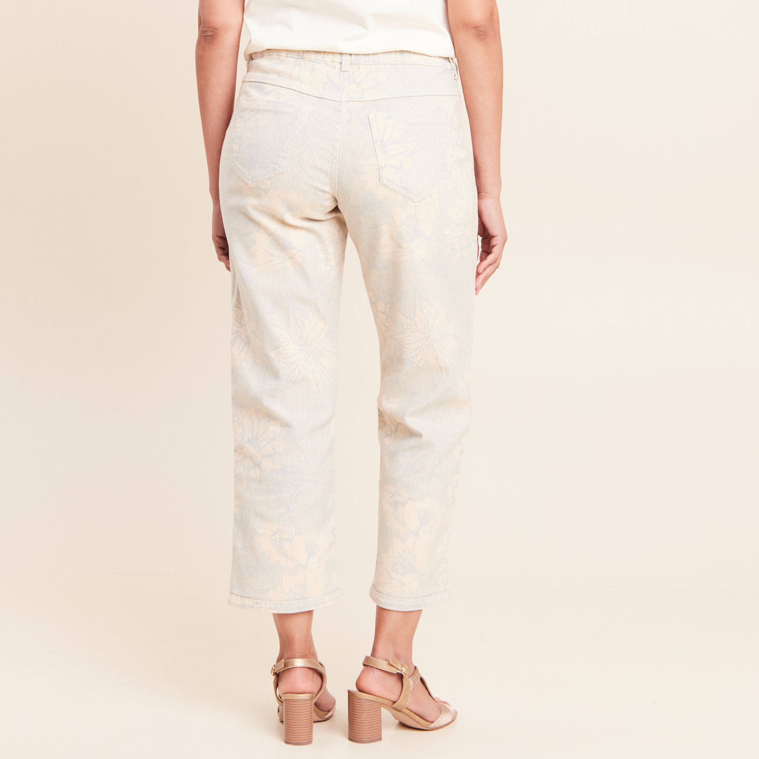 Jean r&eacute;versible droit 7/8&egrave;me beige femme