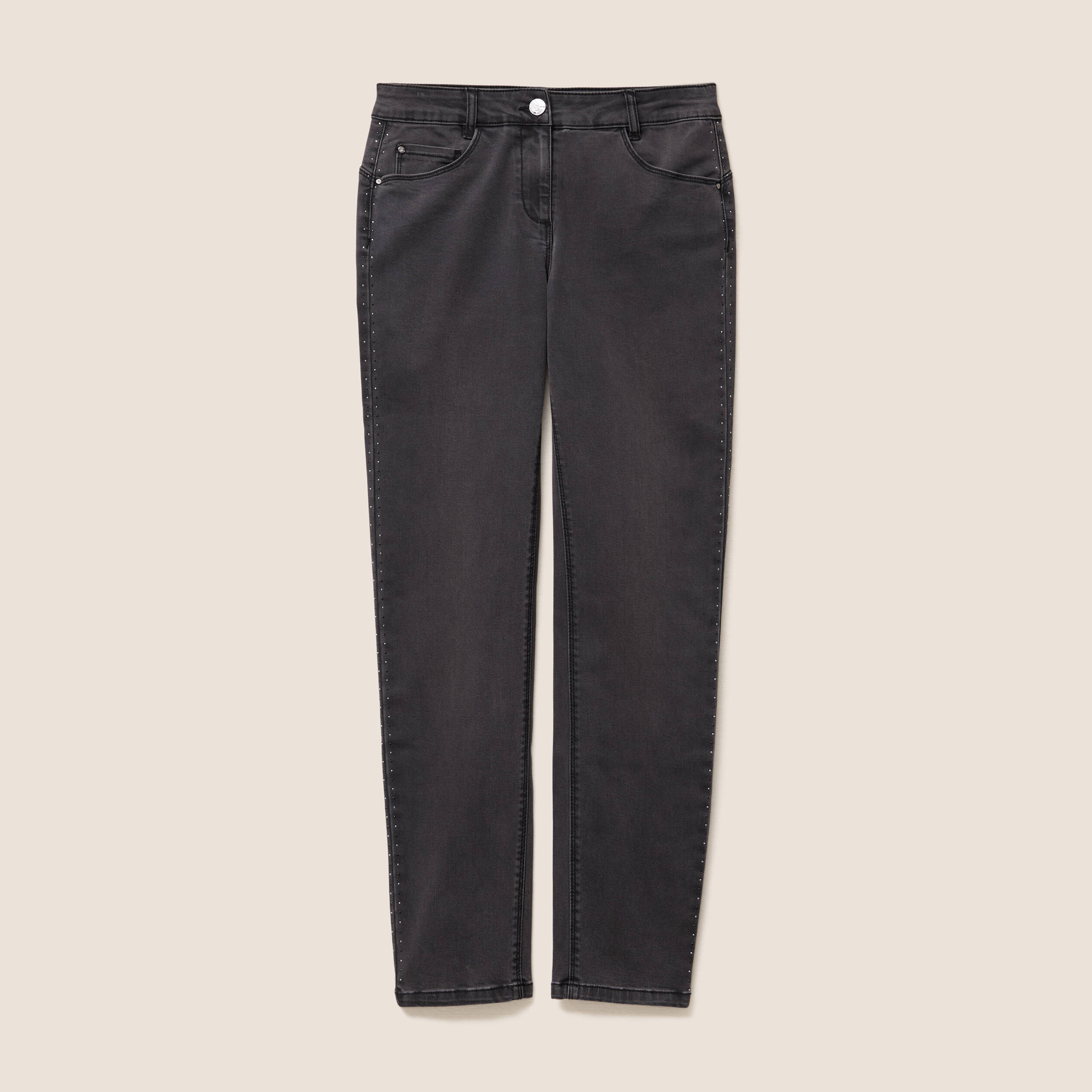jean ajuste taille basculee denim gris femme Jean ajusté taille basculée denim gris femme
