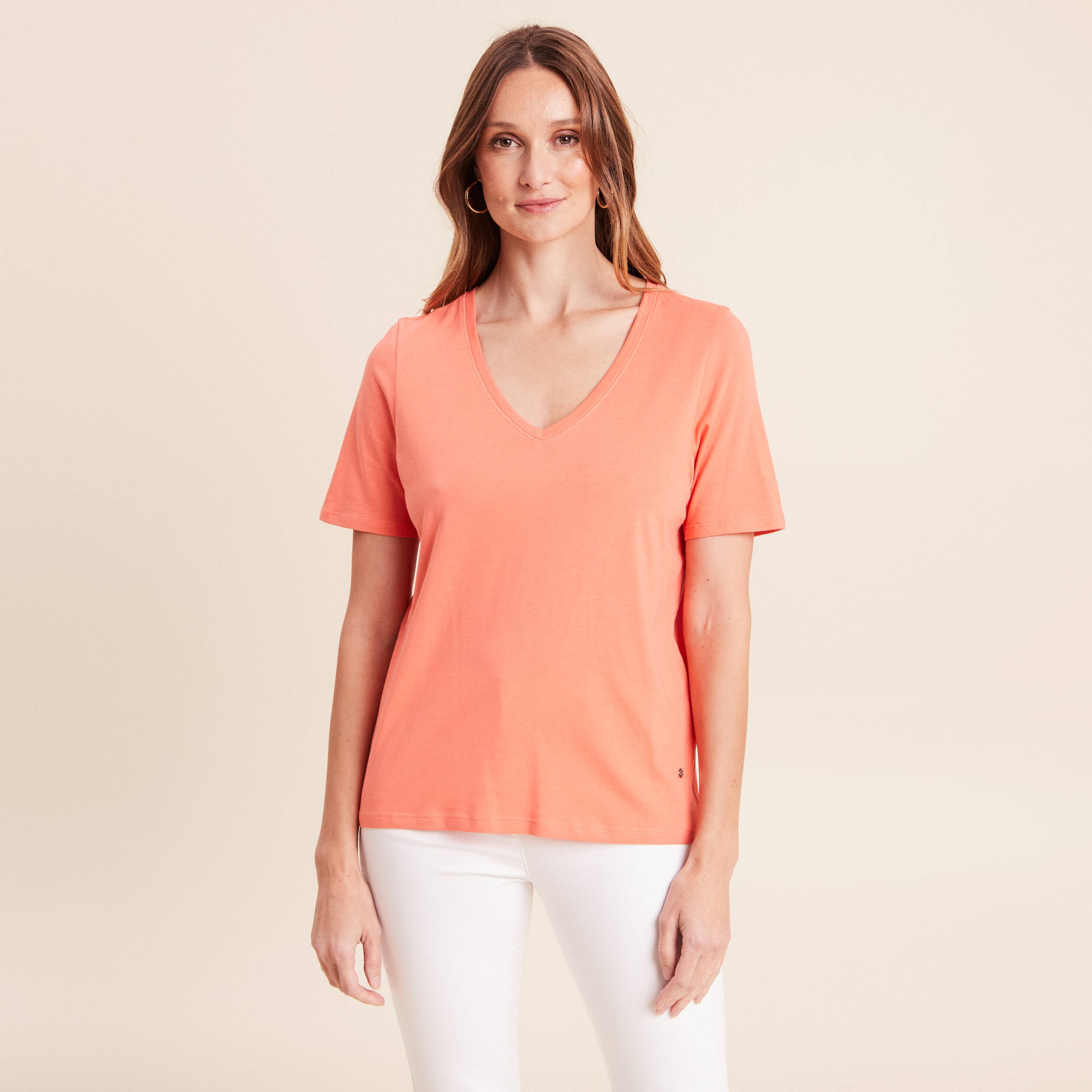 T-shirt manches courtes orange fluo femme