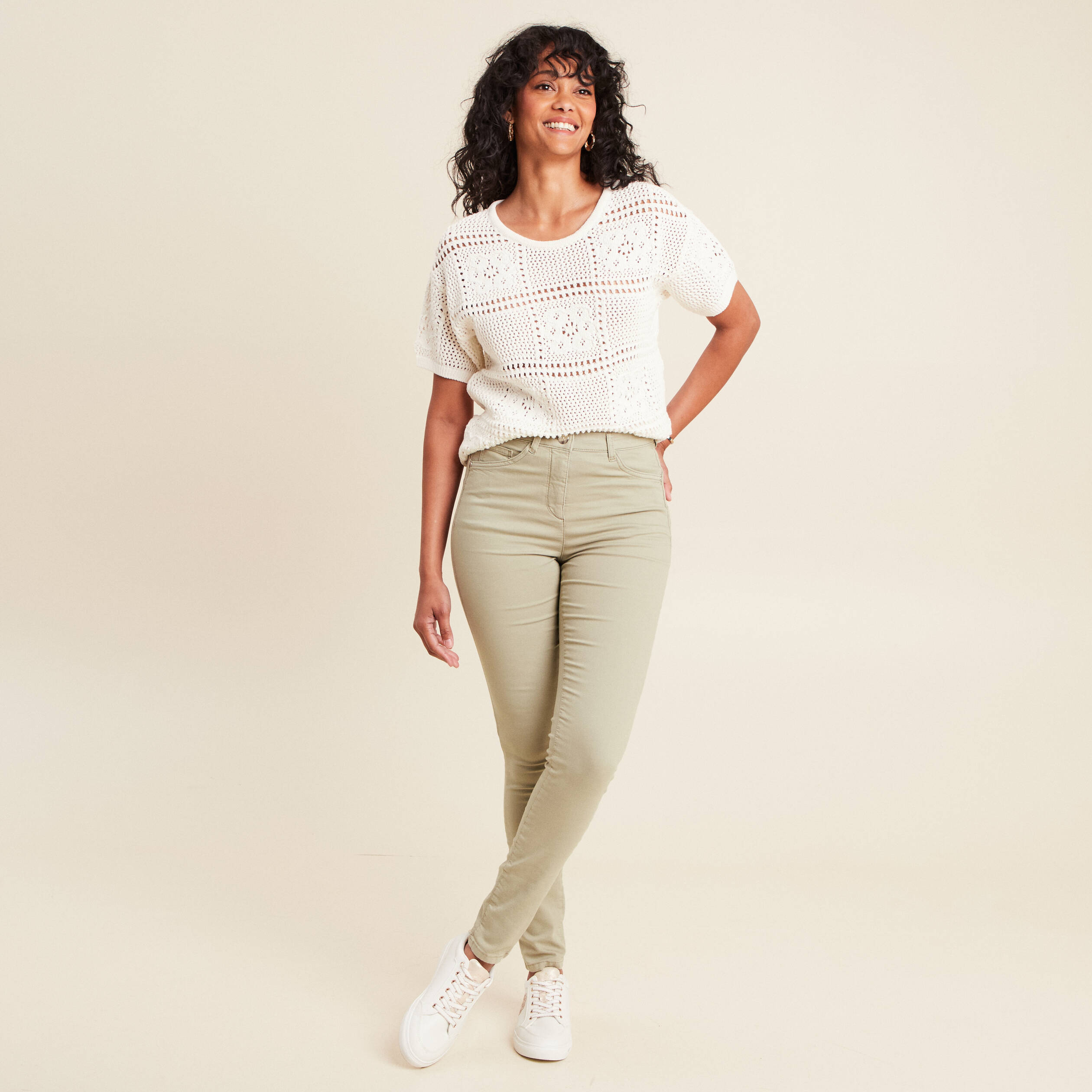 pantalon leger taille haute long vert clair femme Pantalon léger taille haute long vert clair femme