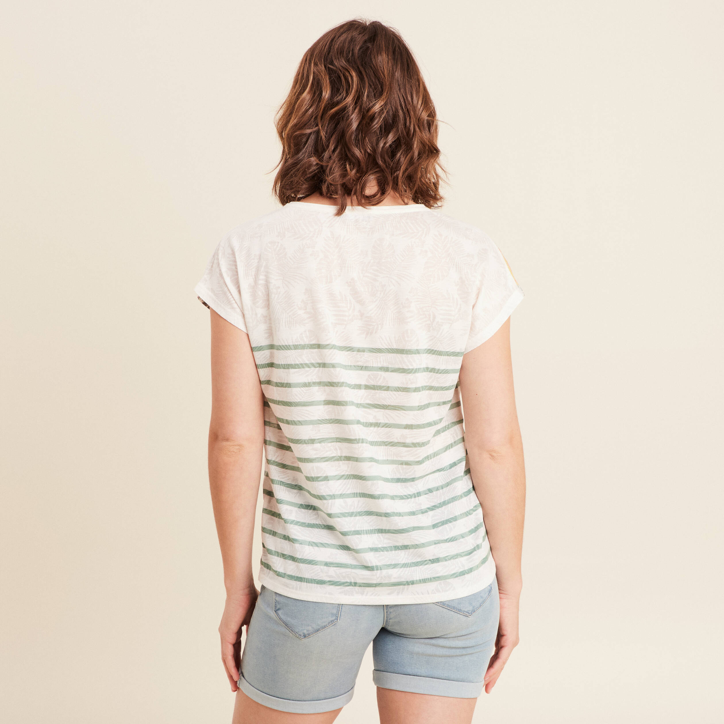 t shirt col v manches courtes jaune citron femme T-shirt col V manches courtes jaune citron femme