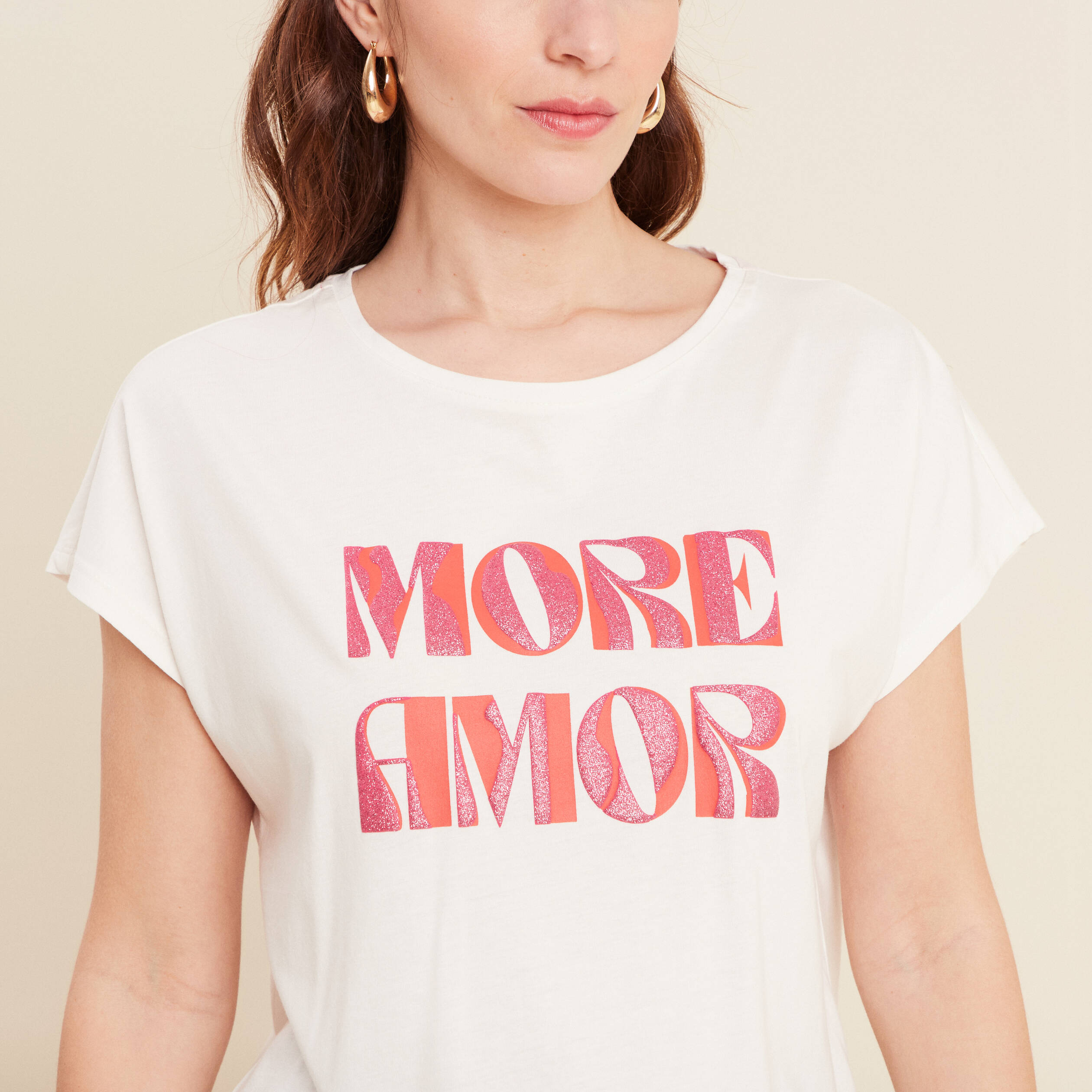 t shirt manches courtes ecru femme T-shirt manches courtes ecru femme