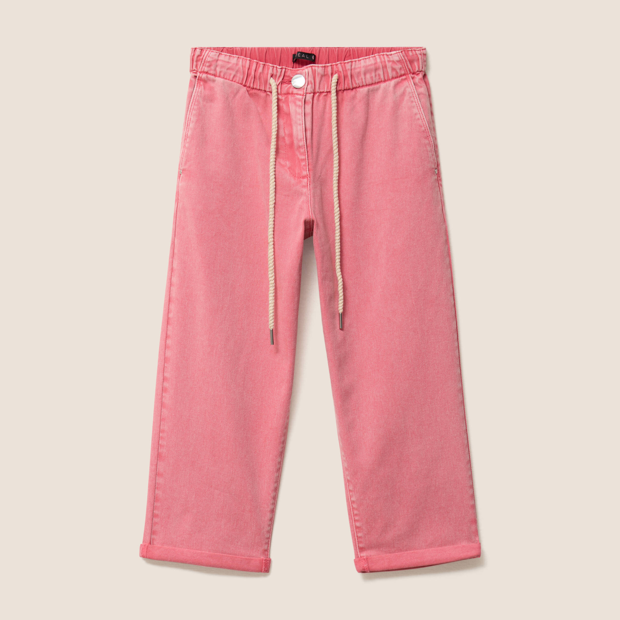 Pantacourt coupe mom rose vif femme