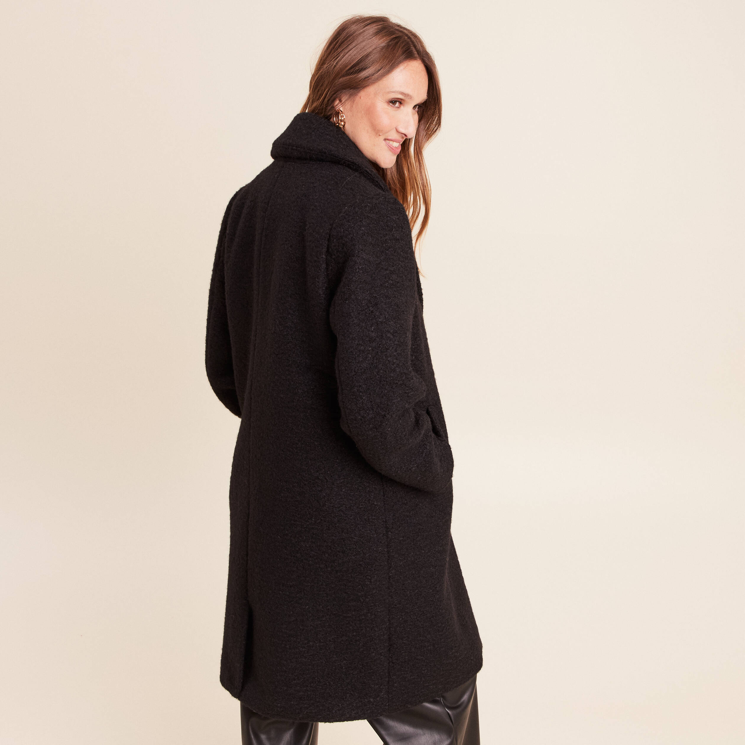 Manteau 3 en 1 col montant doubl&eacute; noir femme