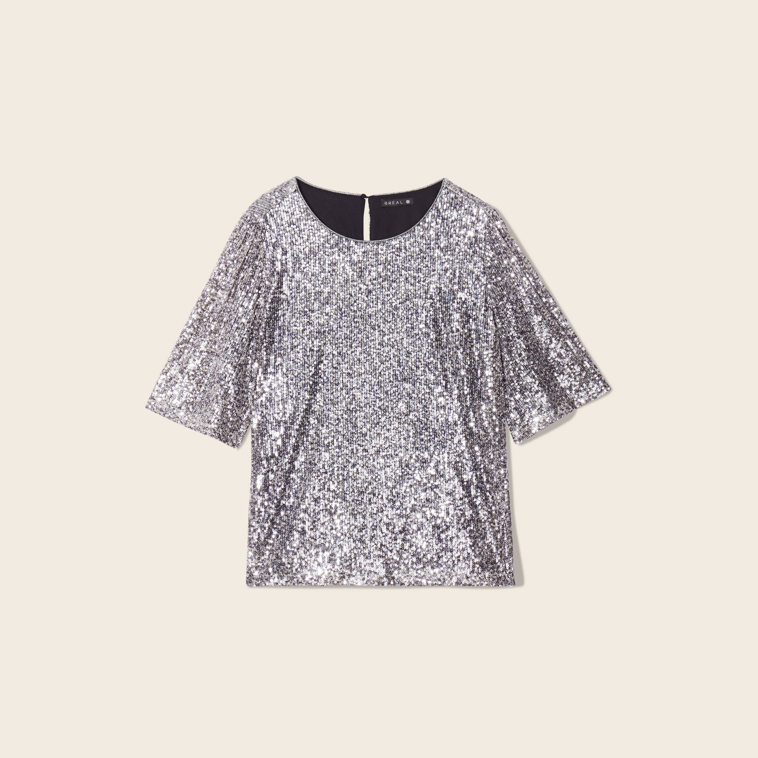 T-shirt manches courtes gris argent femme