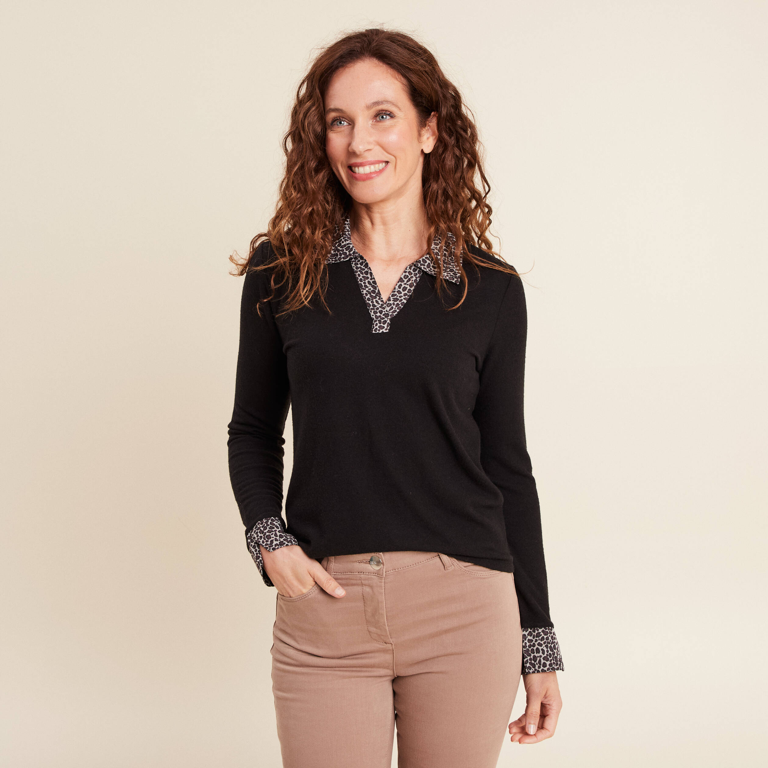 t shirt manches longues noir femme T-shirt manches longues noir femme