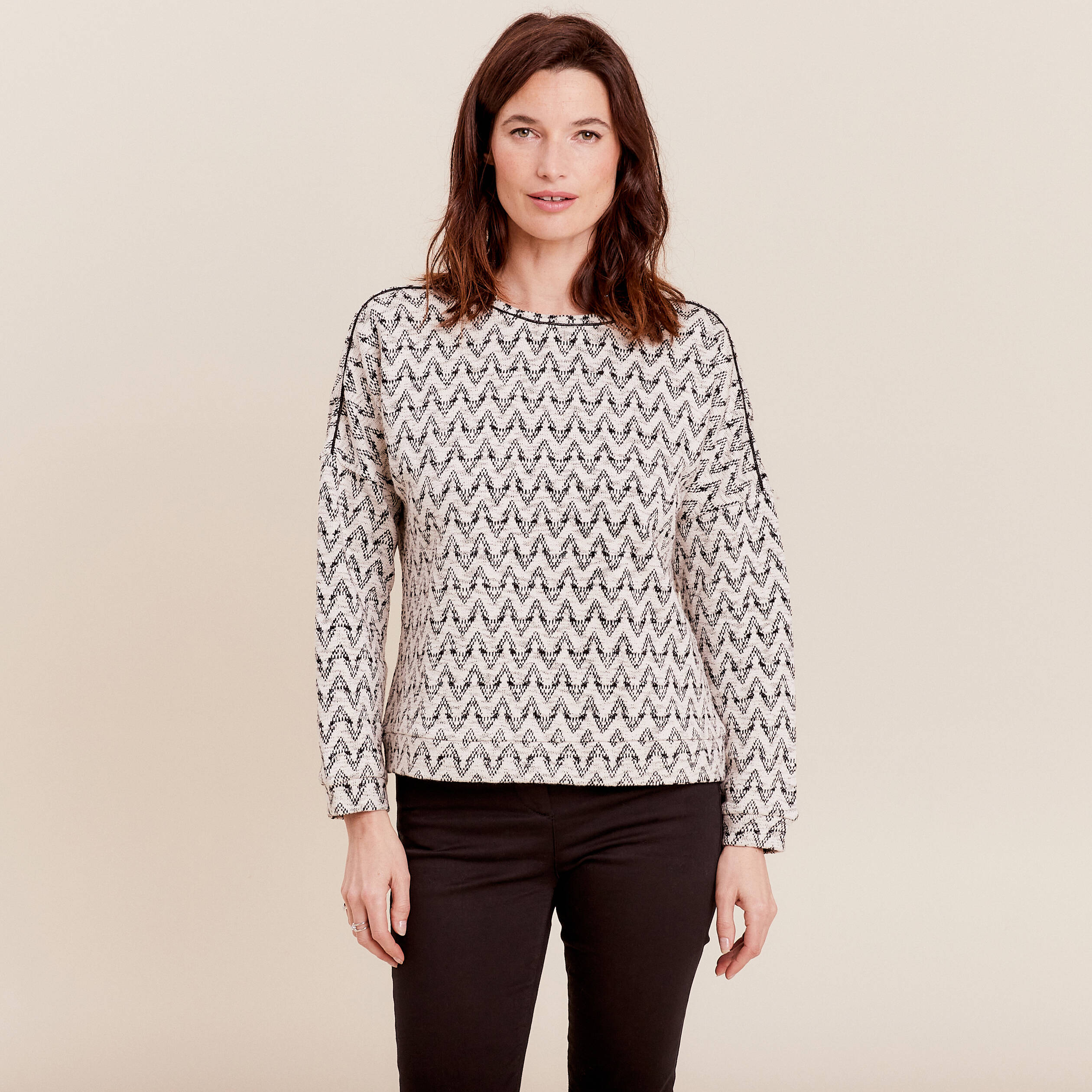 T-shirt manches 3/4 noir femme