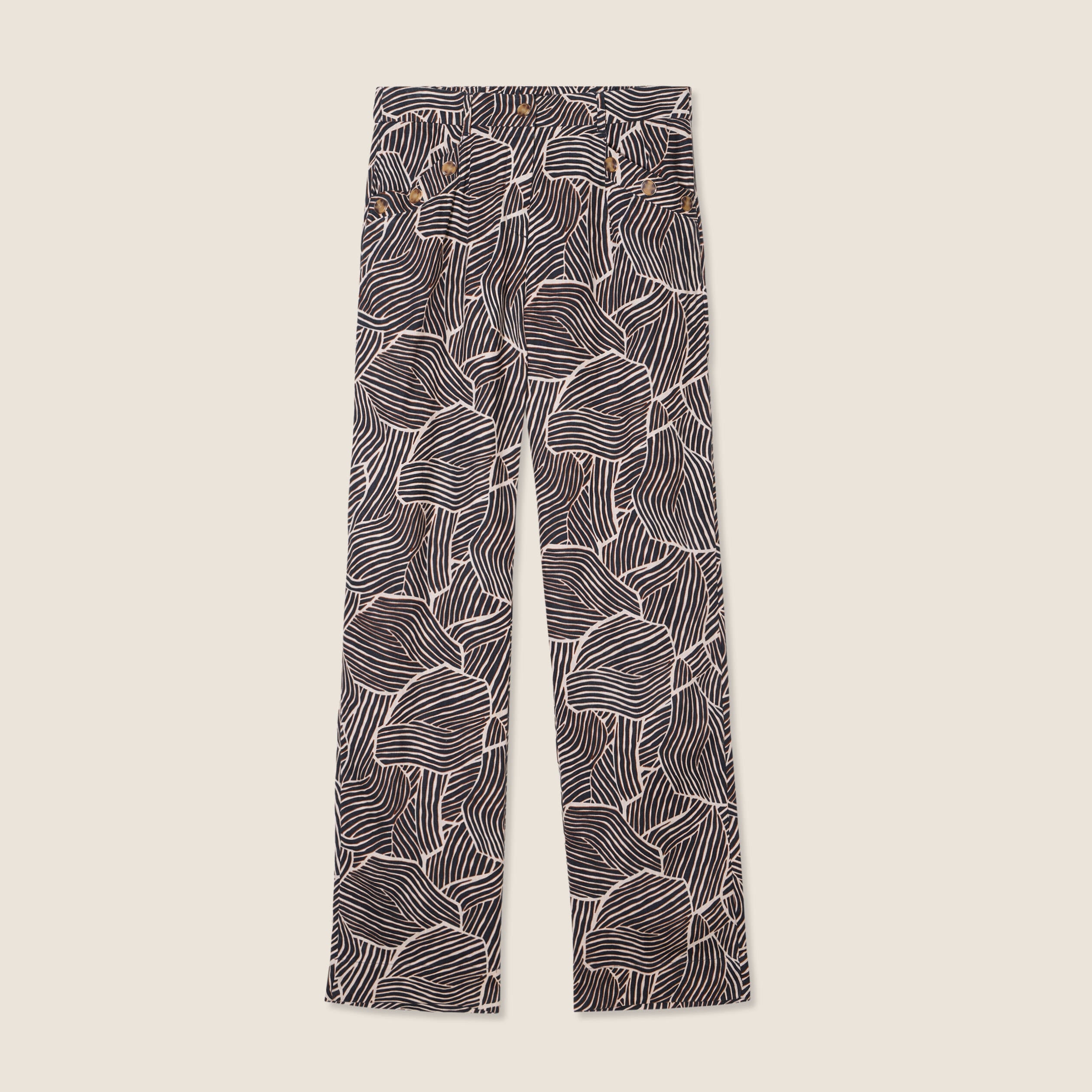 Pantalon flou taille haute noir femme
