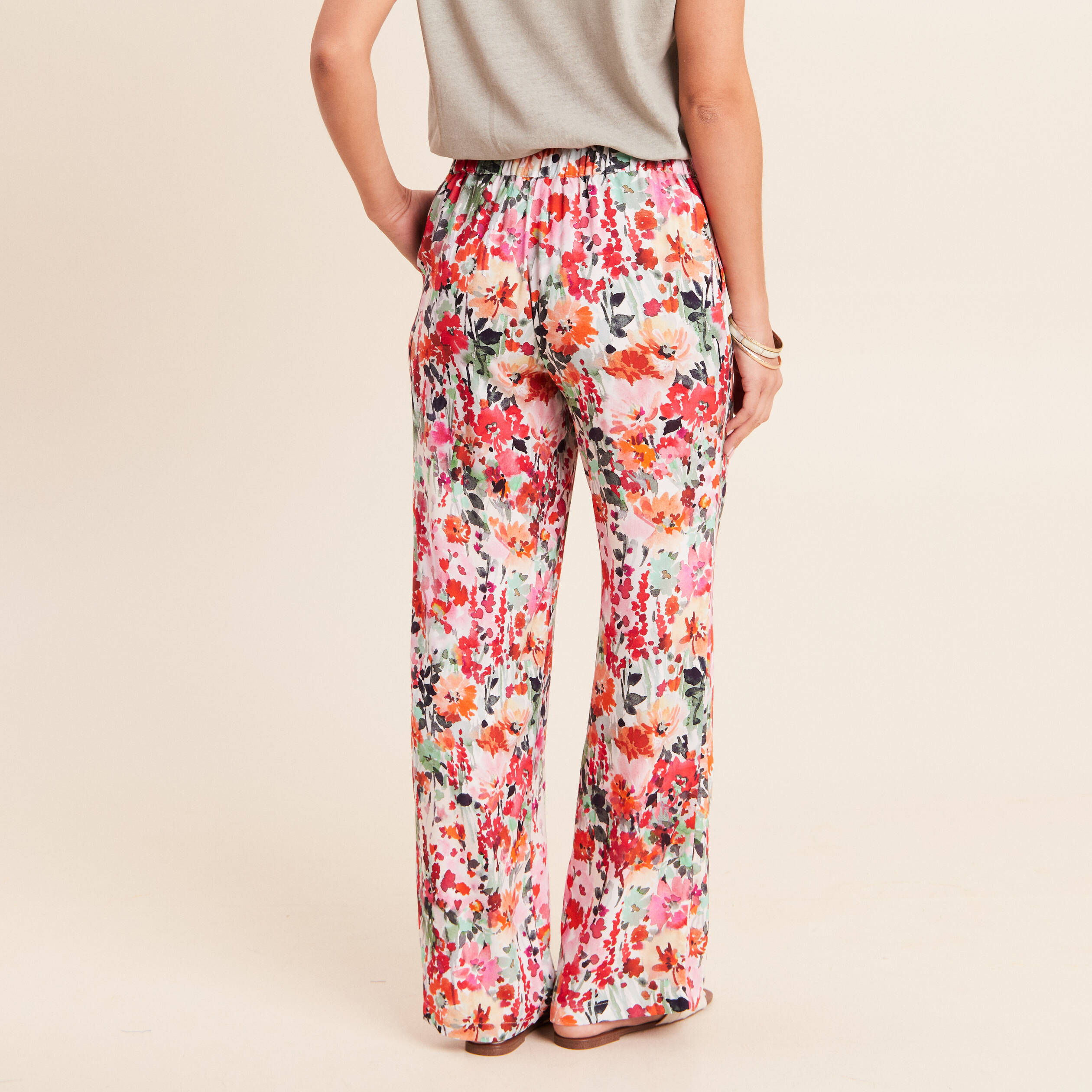 Pantalon large taille standard multicolore femme
