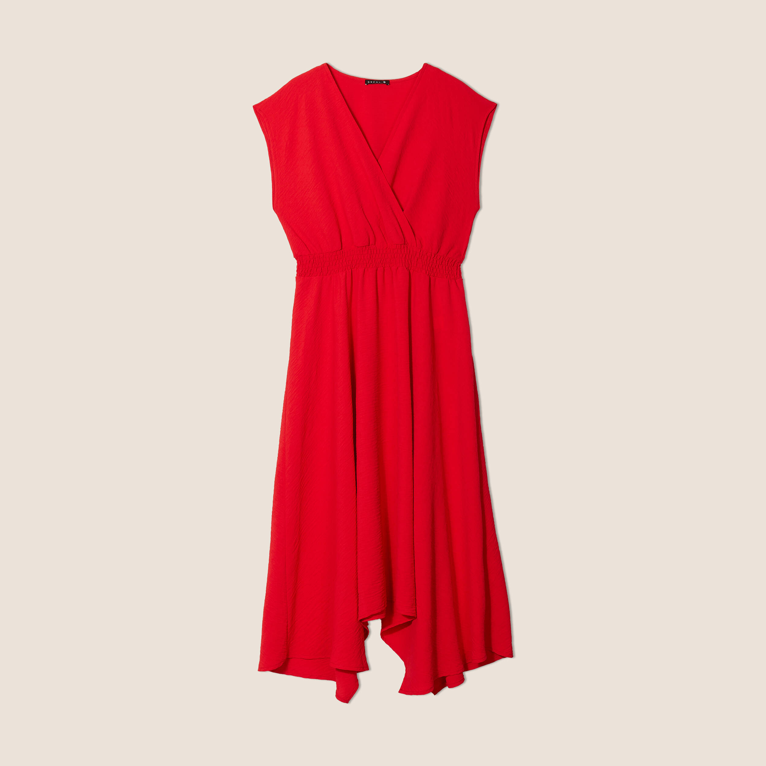 robe evasee taille smockee rouge femme Robe évasée taille smockée rouge femme