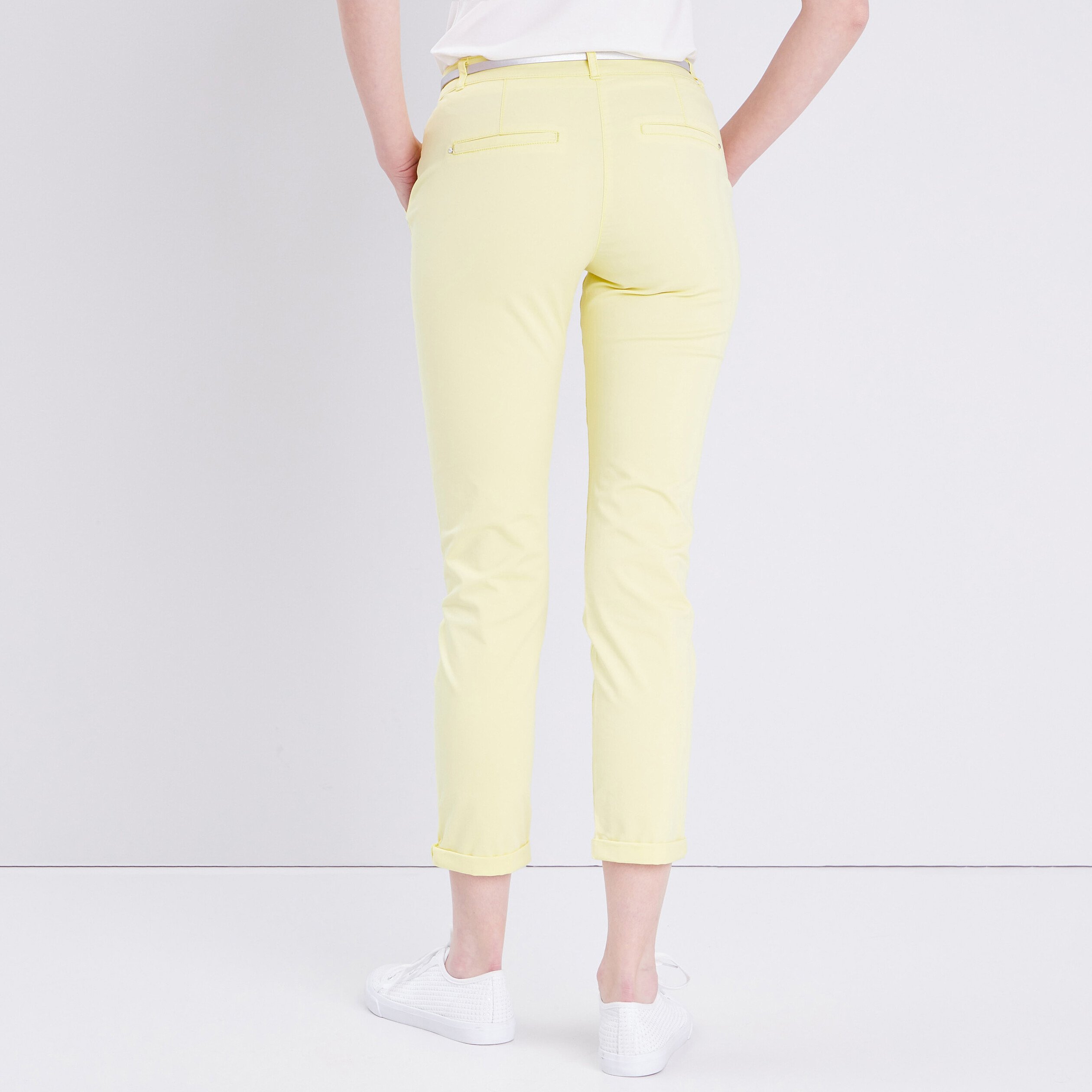 pantalon chino droit jaune pastel femme Pantalon chino droit jaune pastel femme