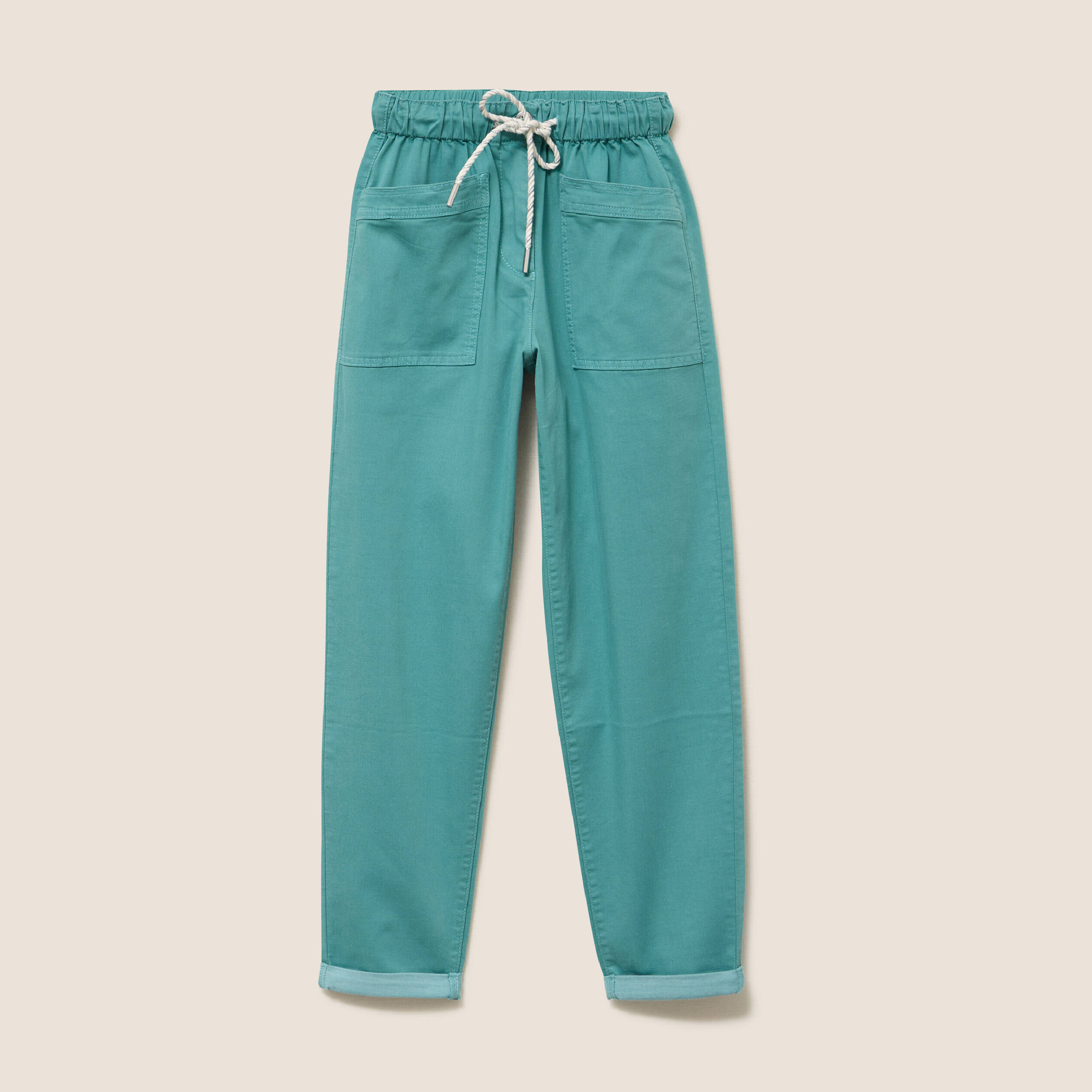 Pantalon coupe mom 7/8&egrave;me bleu turquoise femme