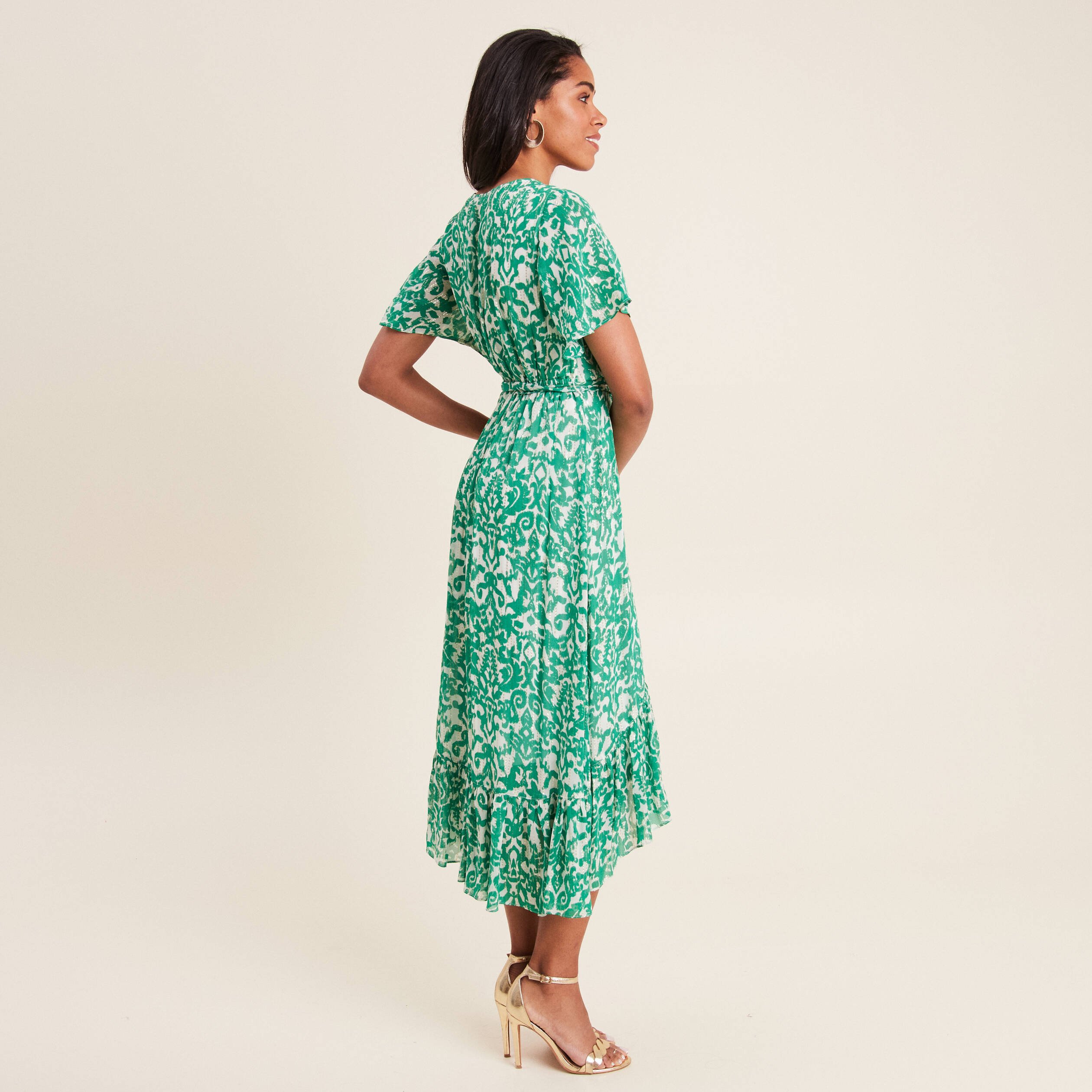 robe longue evasee fluide vert femme Robe longue évasée fluide vert femme
