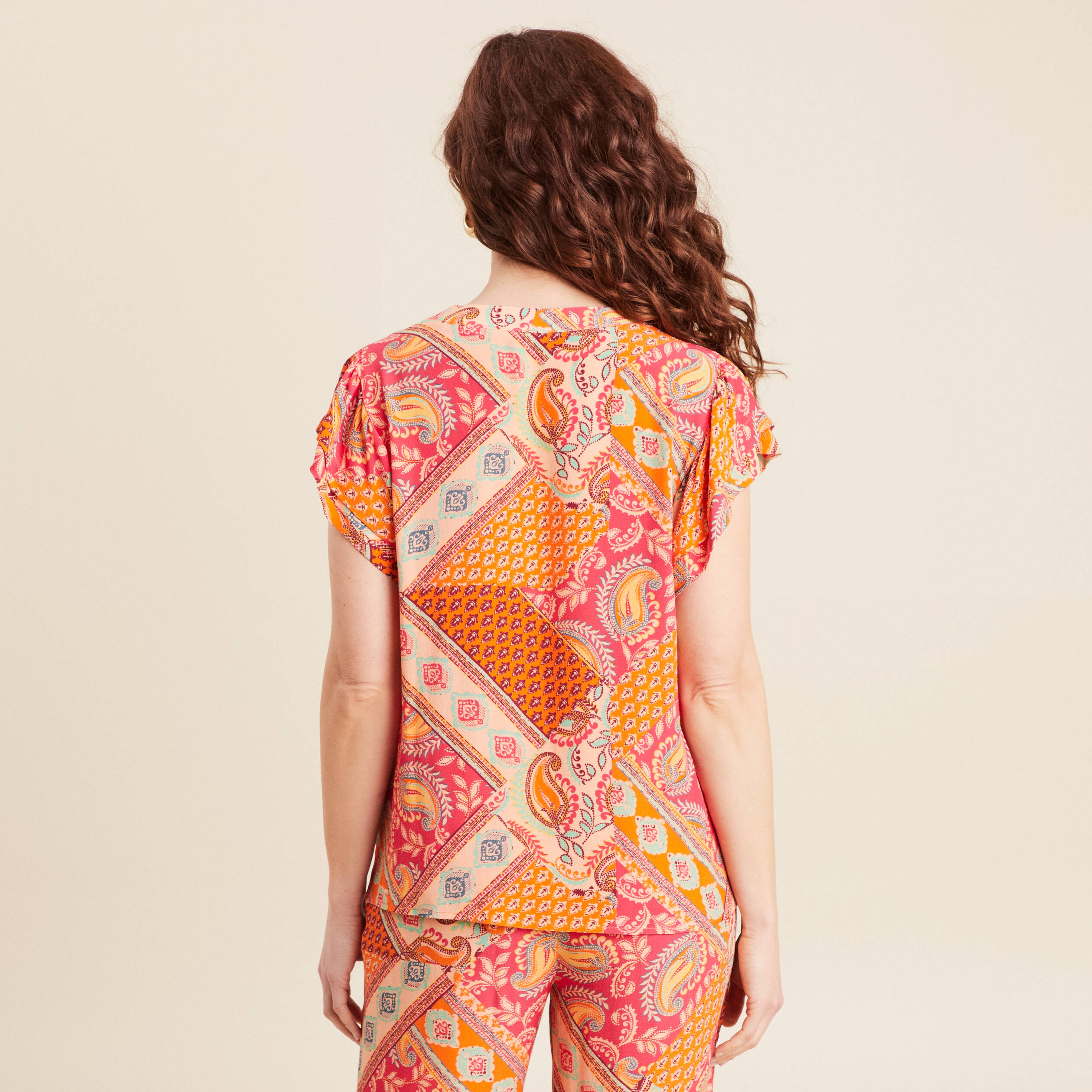 blouse manches courtes orange femme Blouse manches courtes orange femme