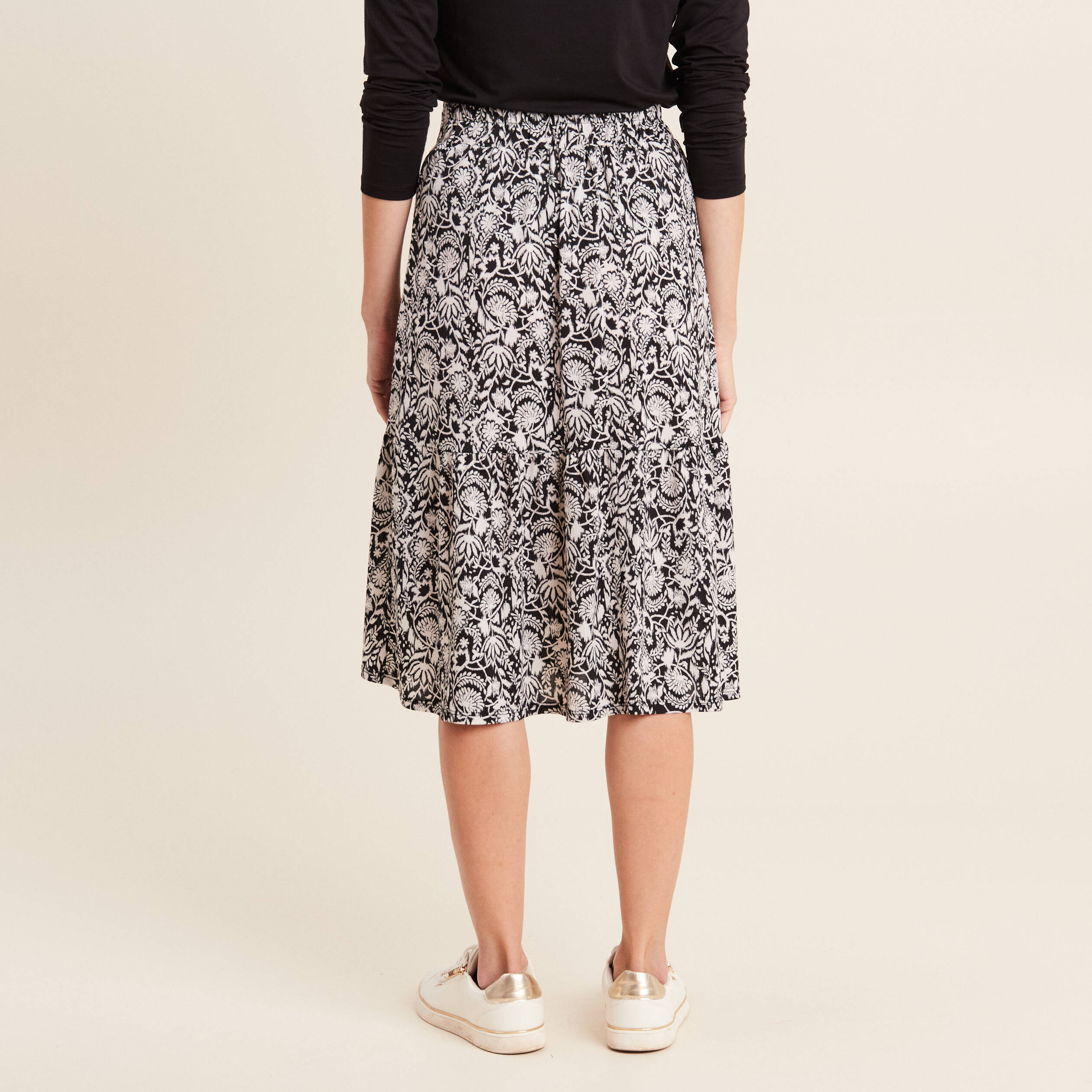 jupe evasee fluide noir femme Jupe évasée fluide noir femme