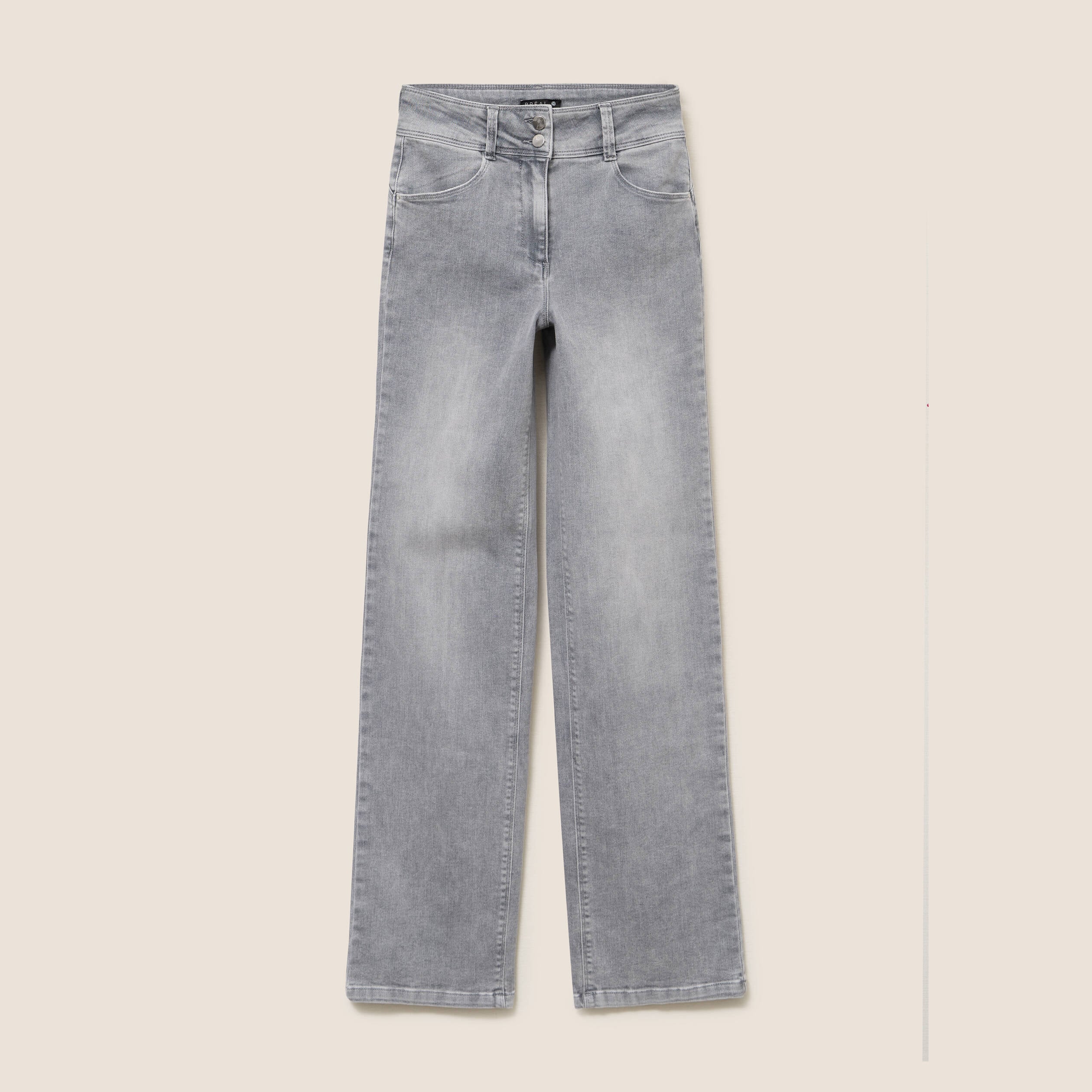 Jean taille haute denim gris clair femme