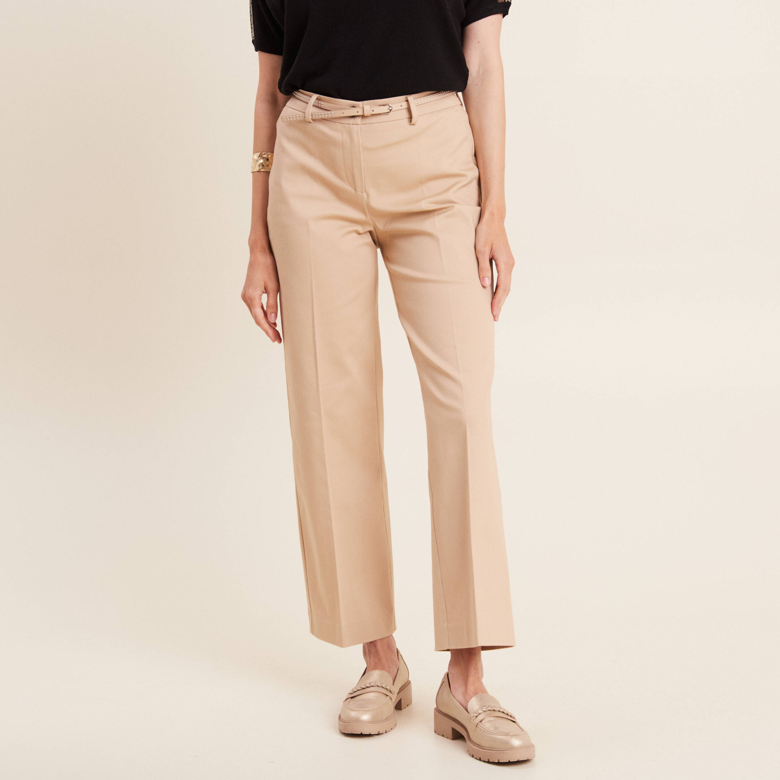 pantalon flare 78eme beige femme Pantalon flare 7/8ème beige femme