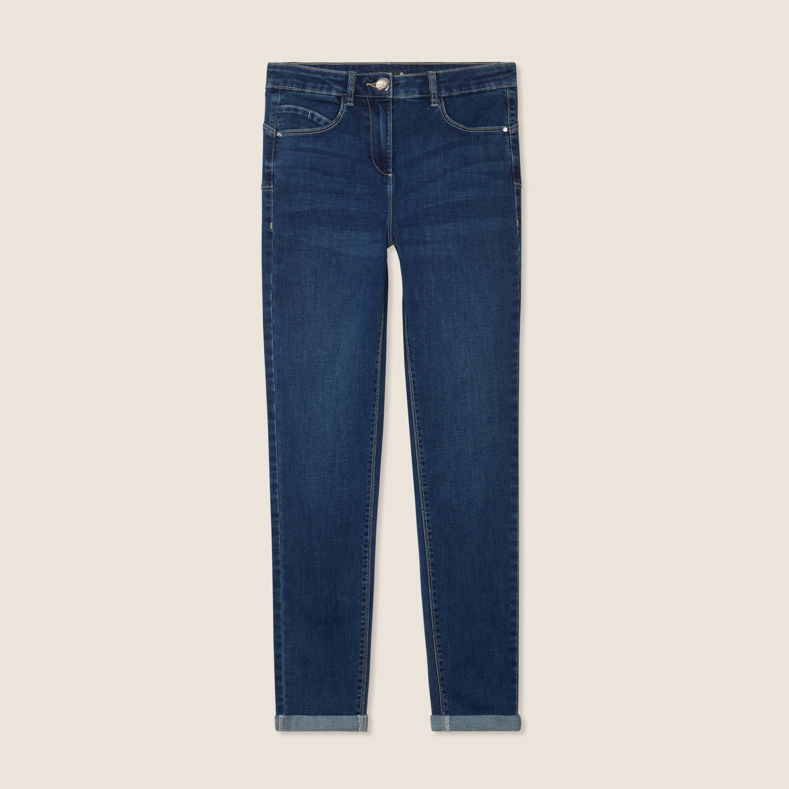 jeans ajuste taille standard 78eme denim brut femme Jeans ajusté taille standard 7/8ème denim brut femme
