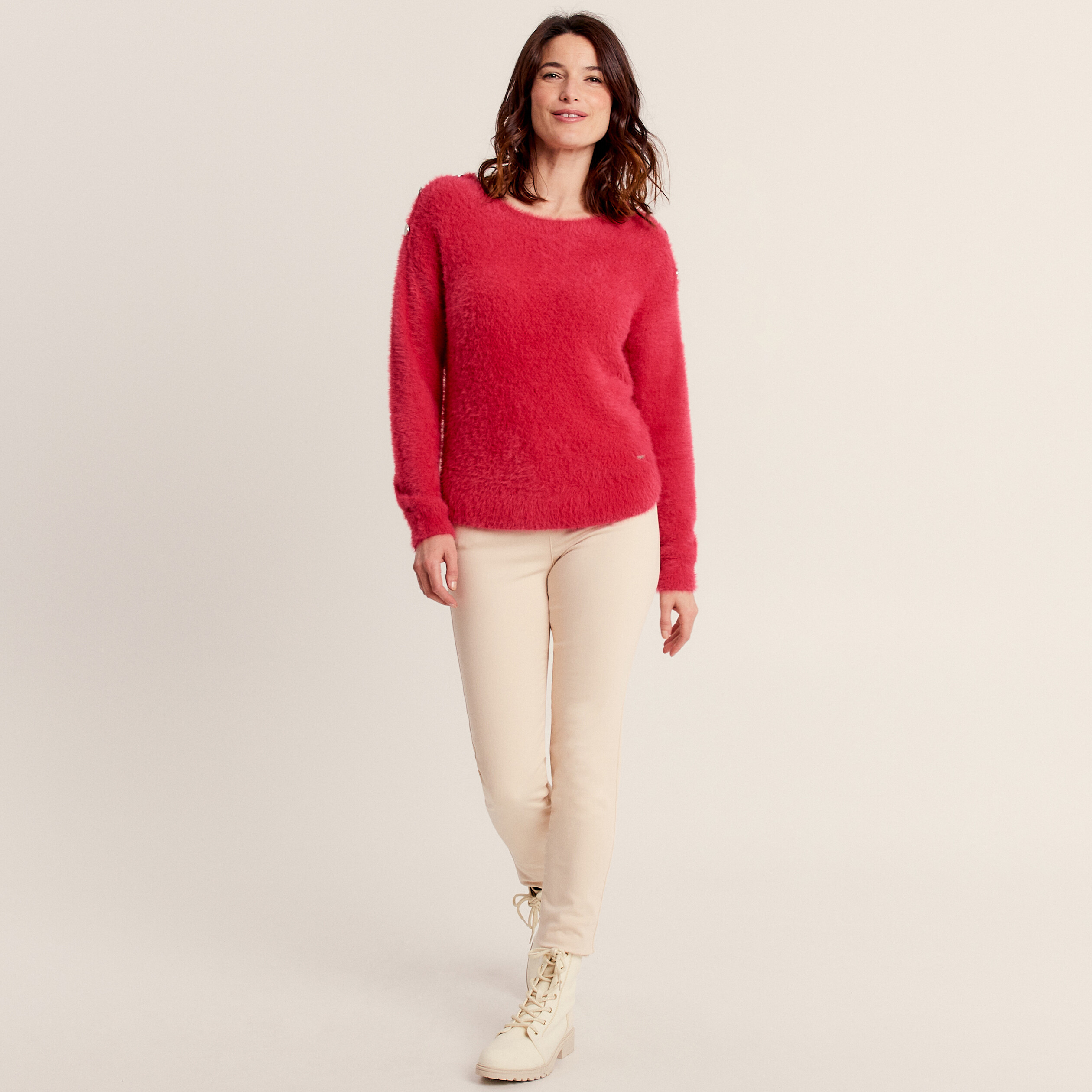 Octobre Rose Cancer Du Sein Sensibilisation Rose Ruban Coeur Avec Col En Women Sweatshirt