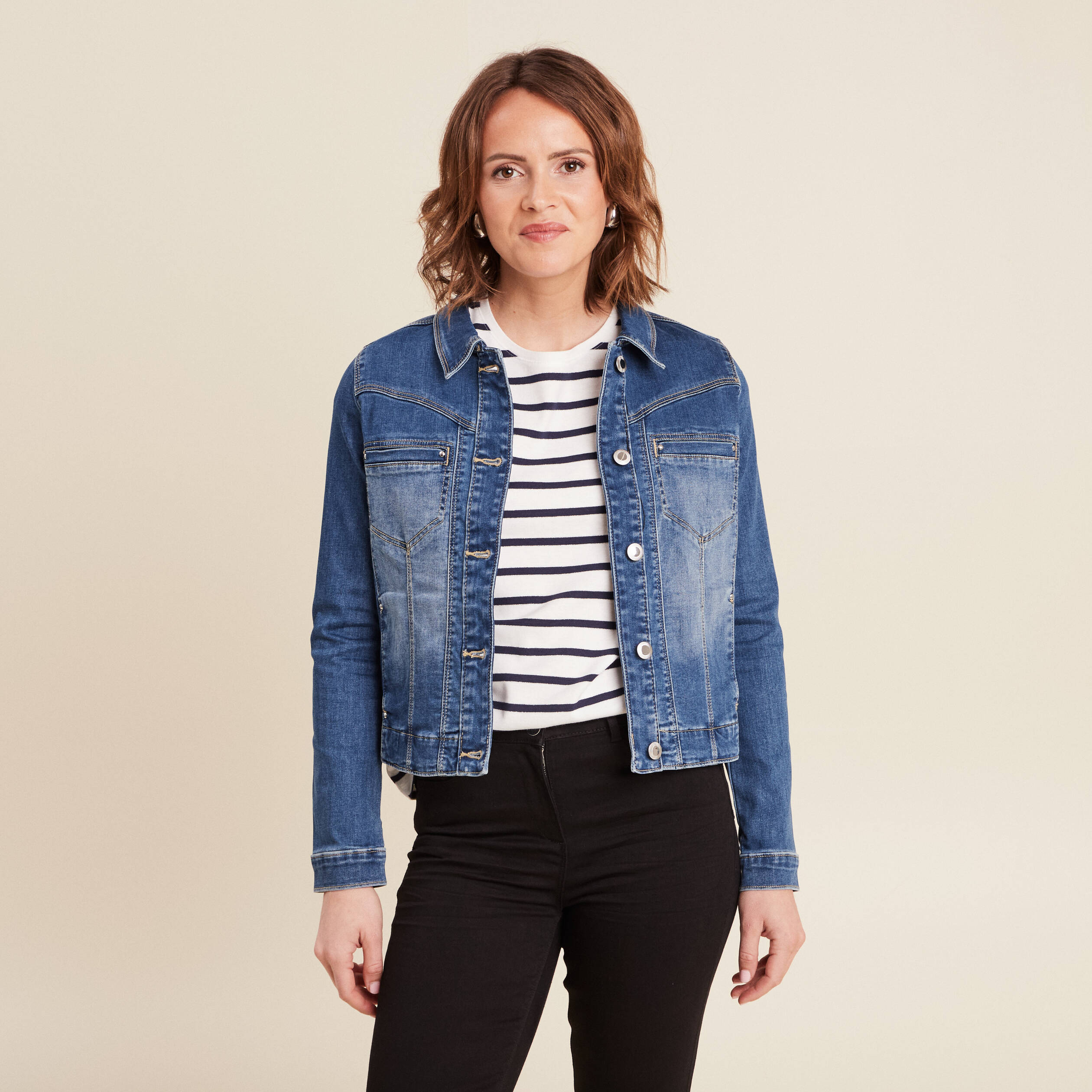 blouson en jean denim double stone femme Blouson en jean denim double stone femme