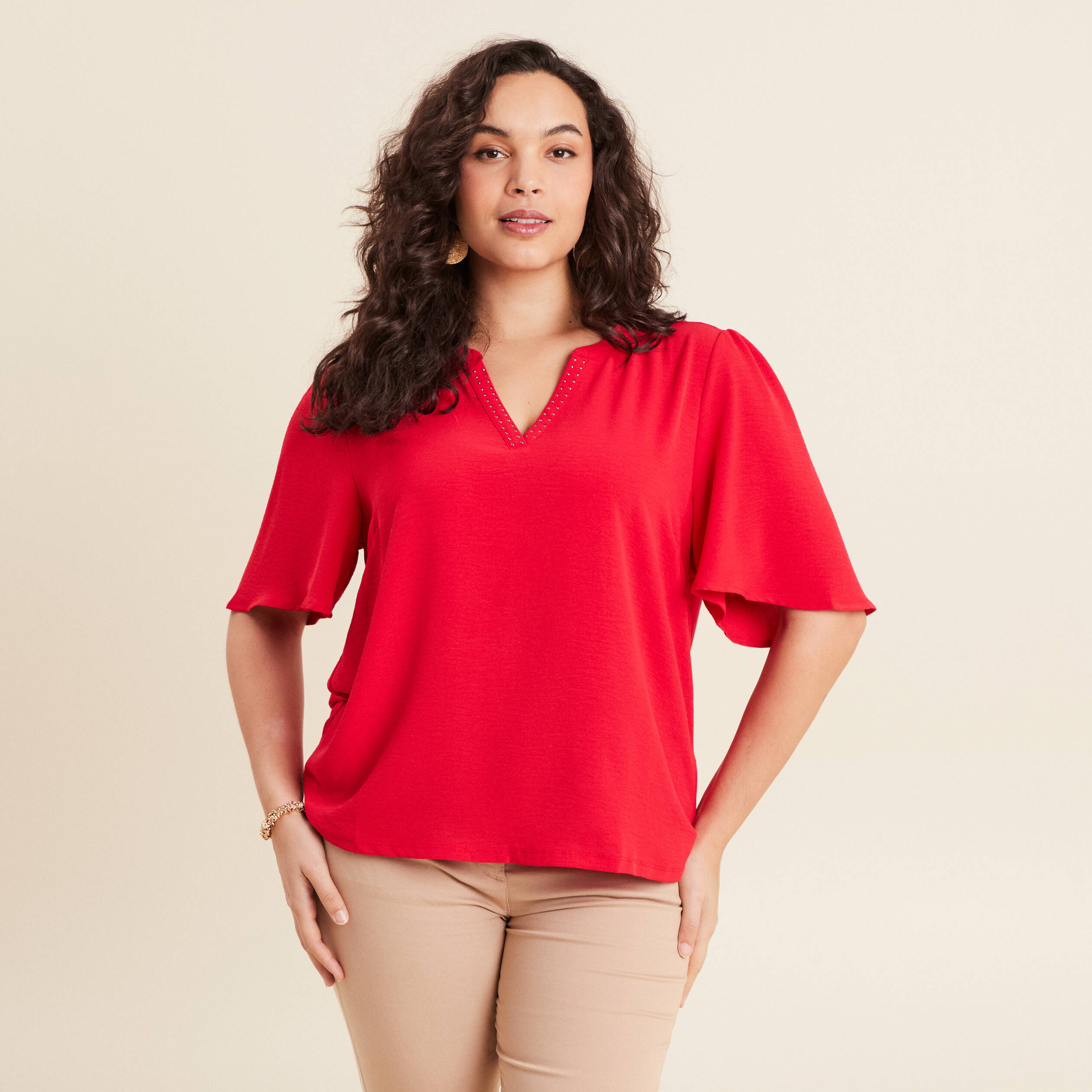 t shirt manches courtes rouge femme T-shirt manches courtes rouge femme