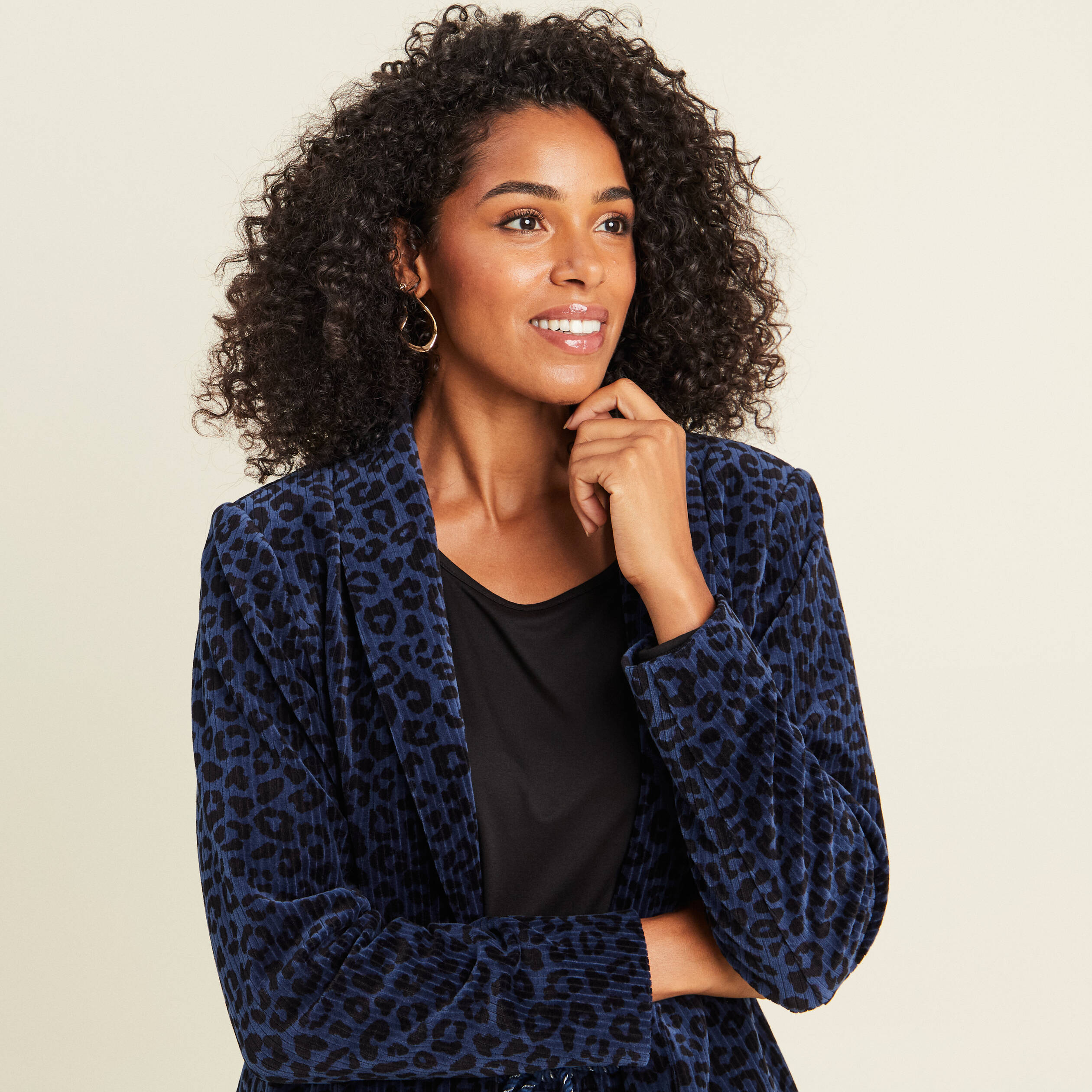 Veste tailleur velours bleu femme