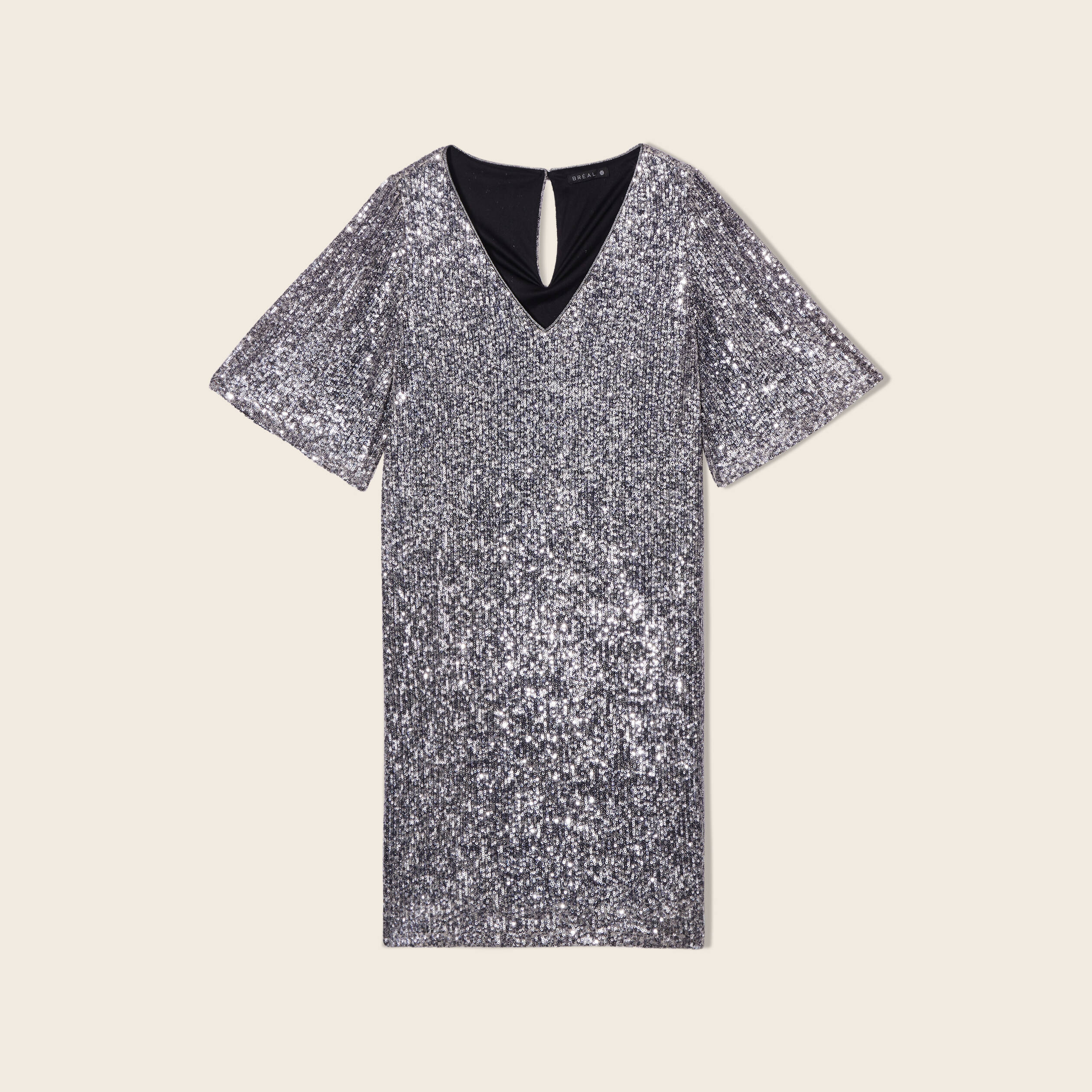 Robe évasée sequins gris argent femme