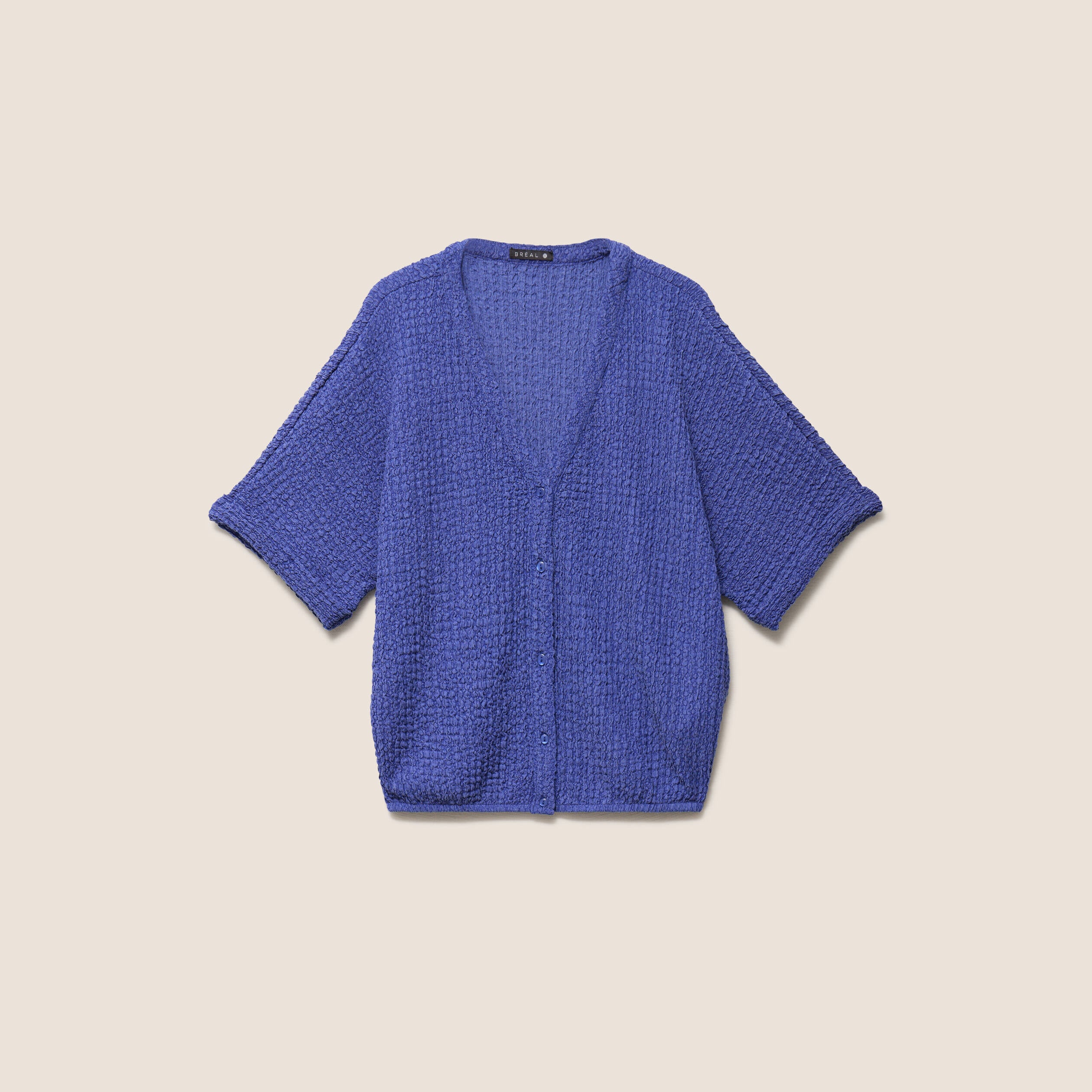 Chemisette effet boule manches courtes bleu roi femme