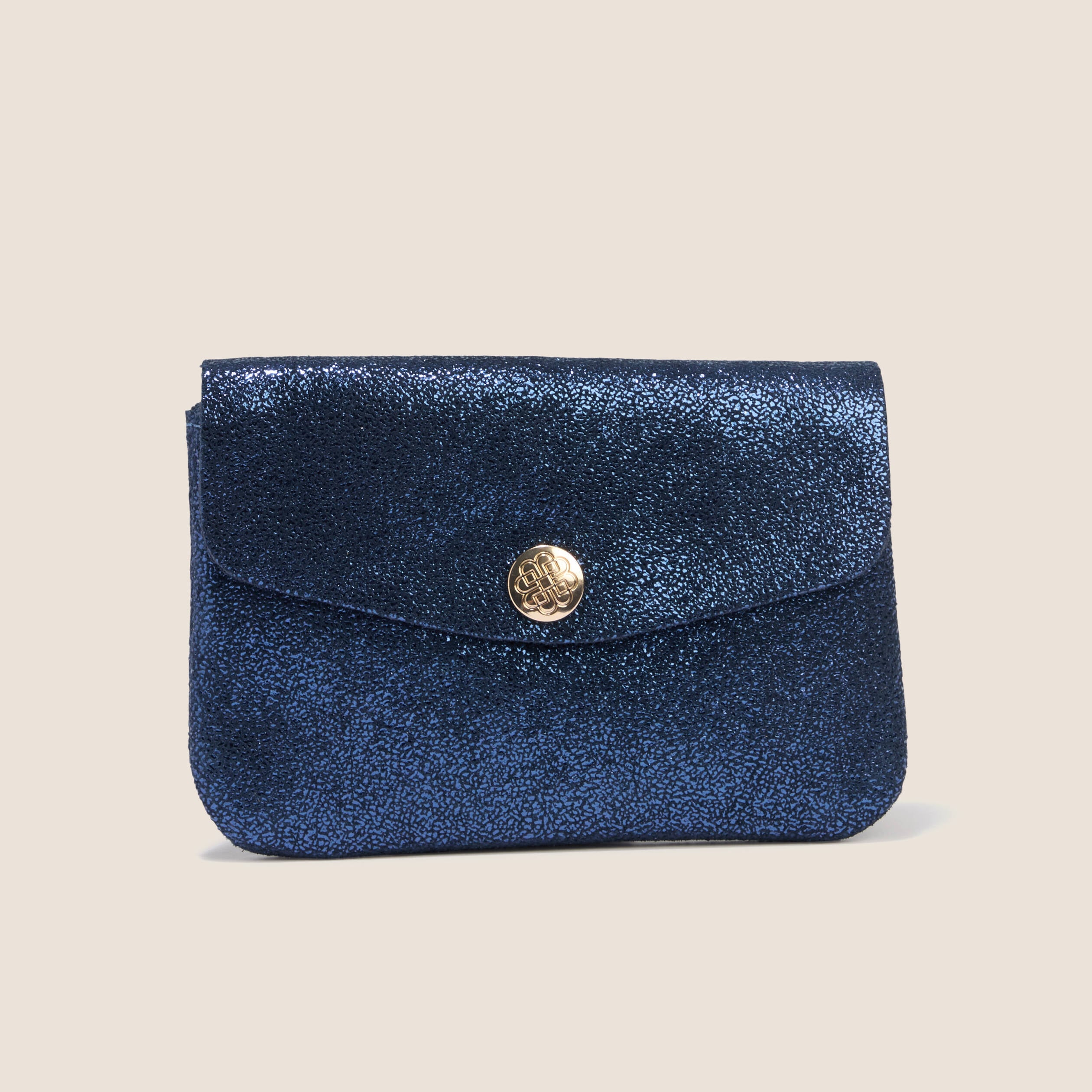 Porte-monnaie en cro&ucirc;te de cuir bleu fonc&eacute; femme
