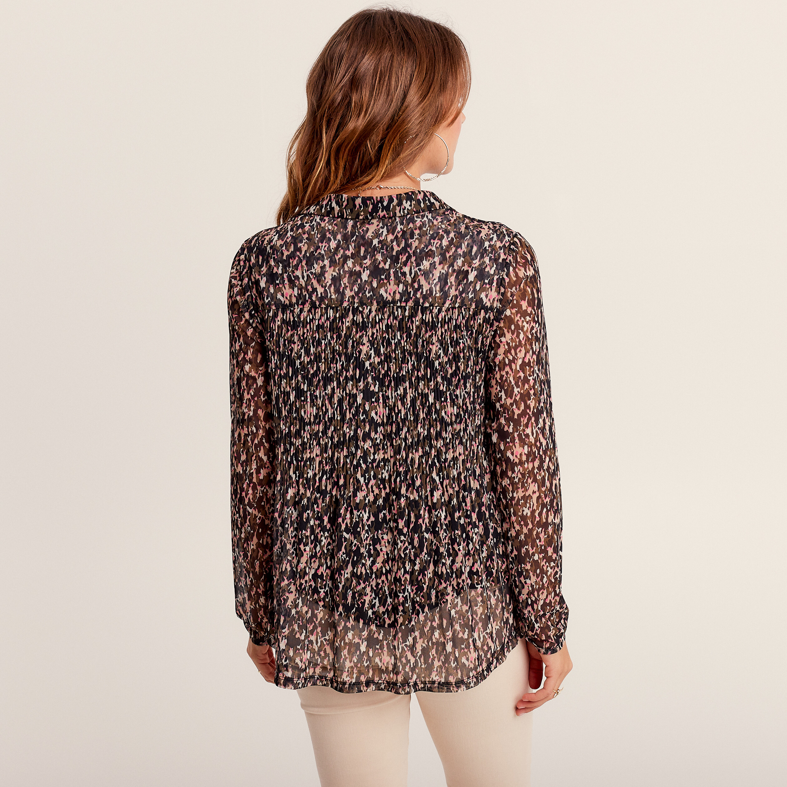T-shirt manches longues mesh noir femme