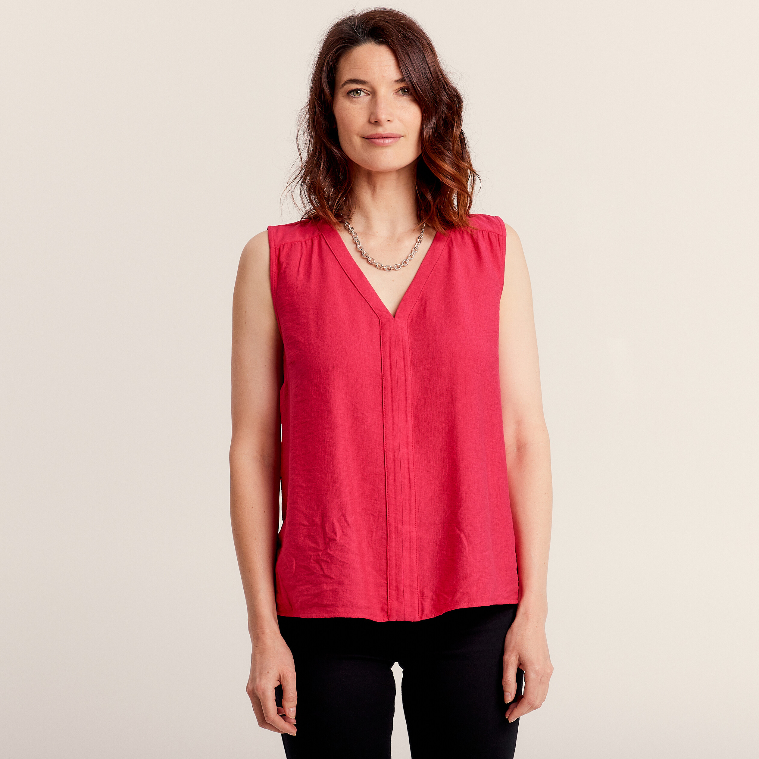 Blouse sans manches rose fushia femme