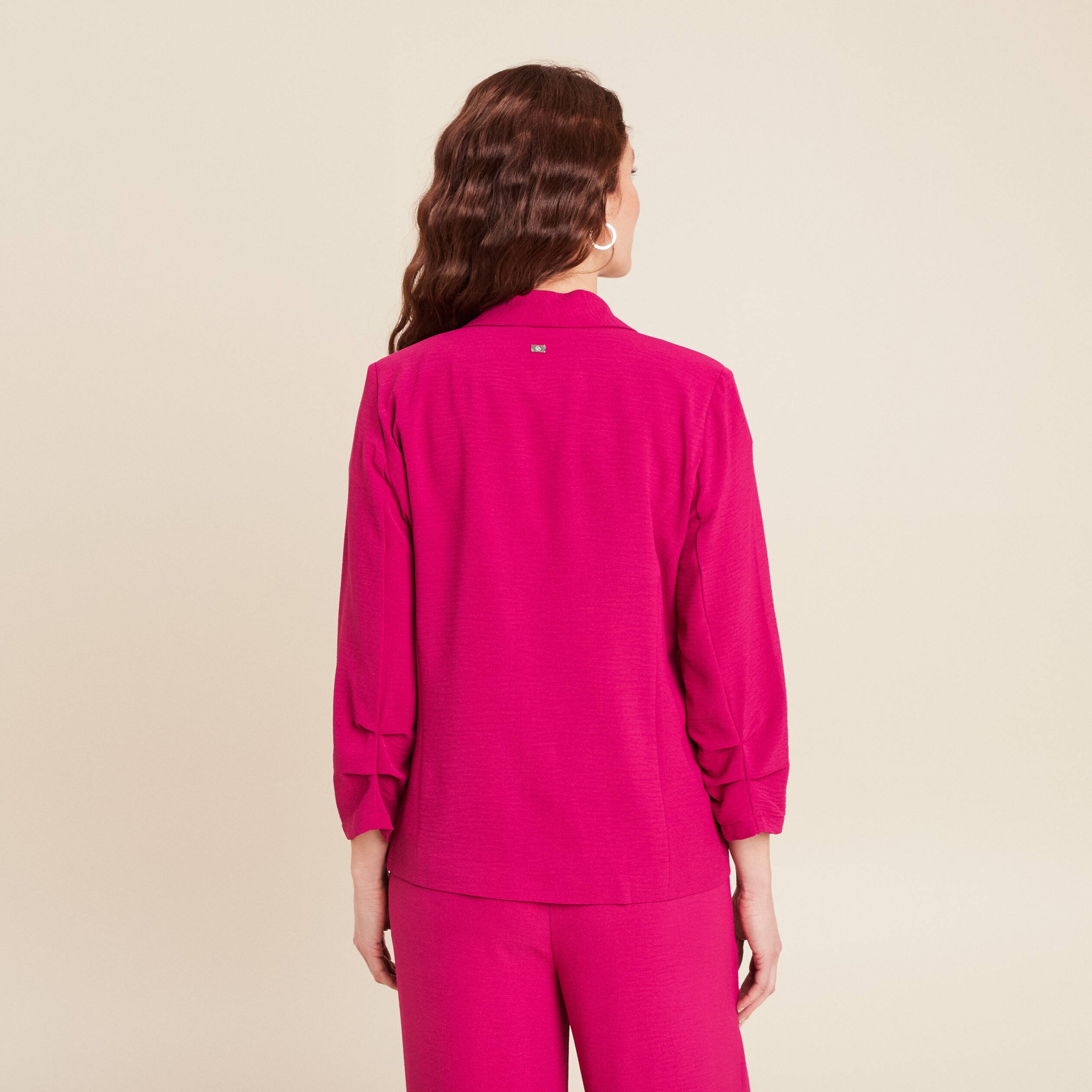 veste fluide col chale rose fushia femme Veste fluide col châle rose fushia femme