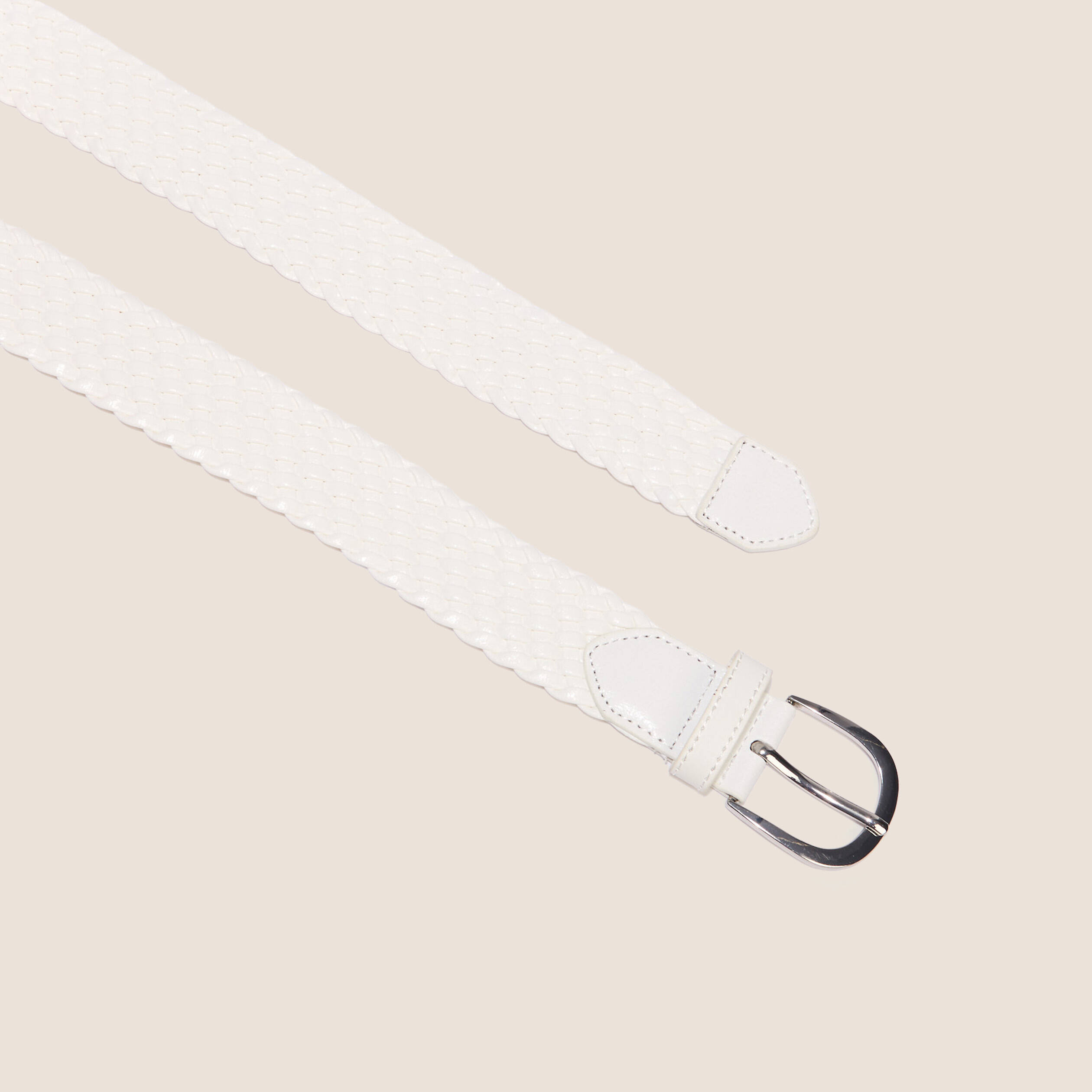 Ceinture tress&eacute;e m&eacute;taliss&eacute;e ecru femme