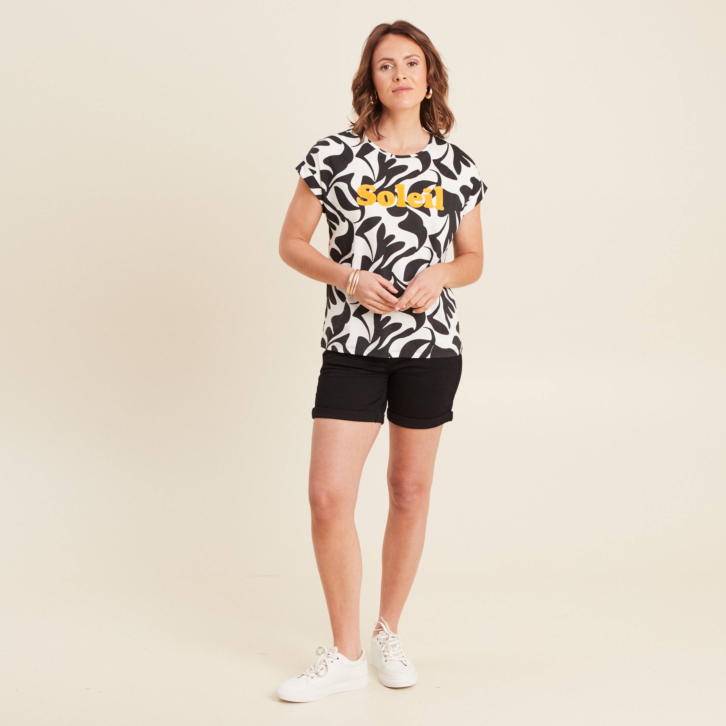 T-shirt manches courtes noir femme