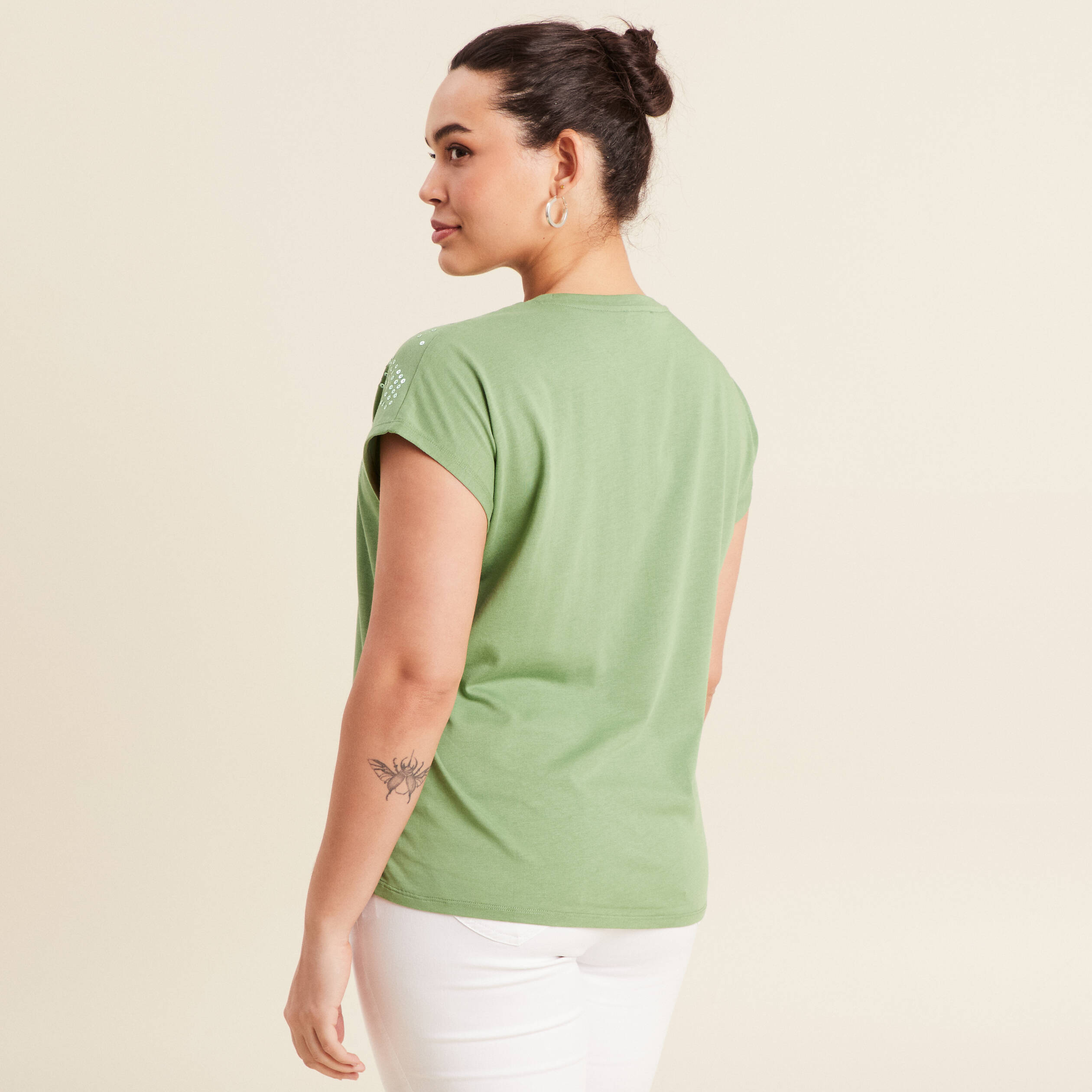 t shirt manches courtes vert femme T-shirt manches courtes vert femme