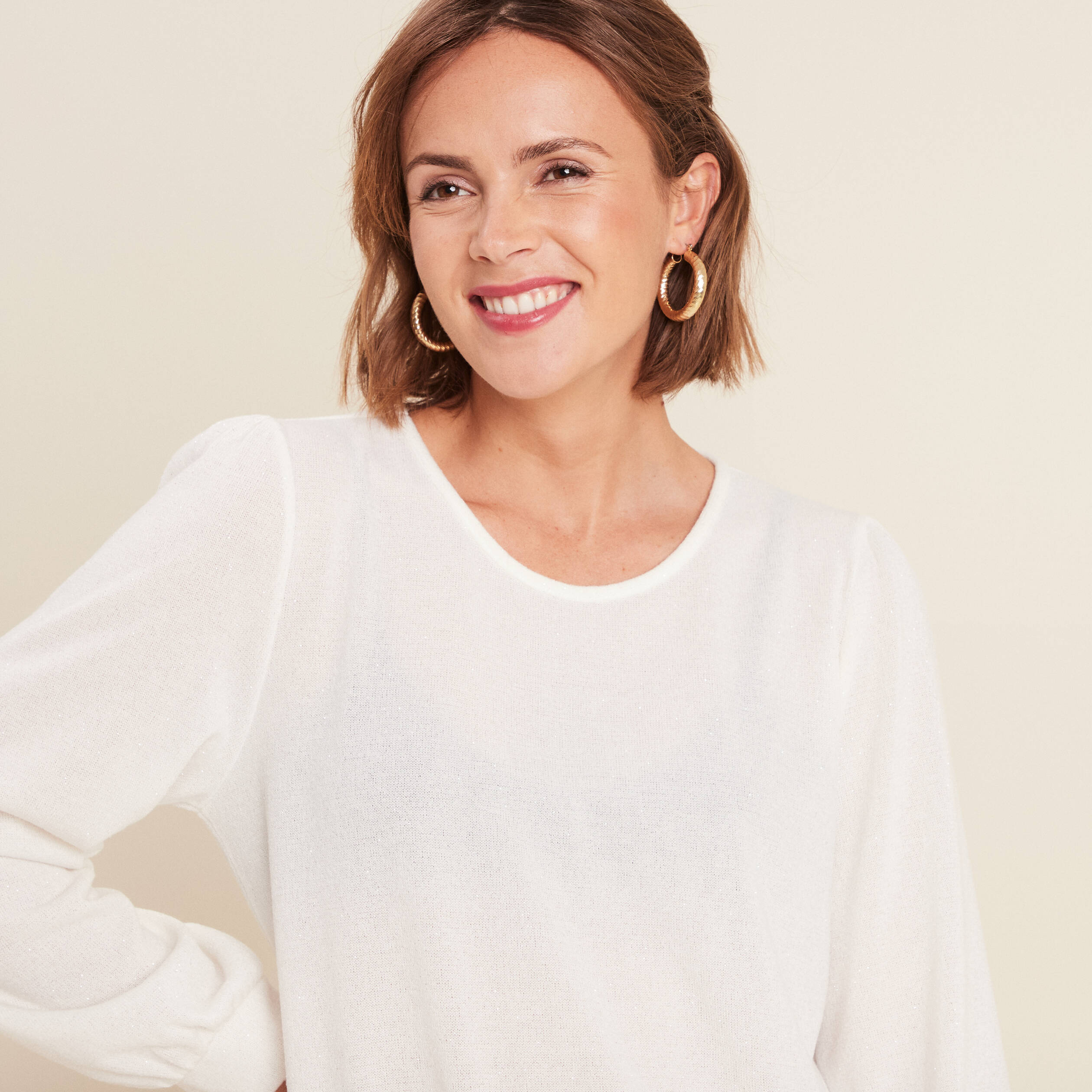 t shirt manches longues ecru femme T-shirt manches longues ecru femme