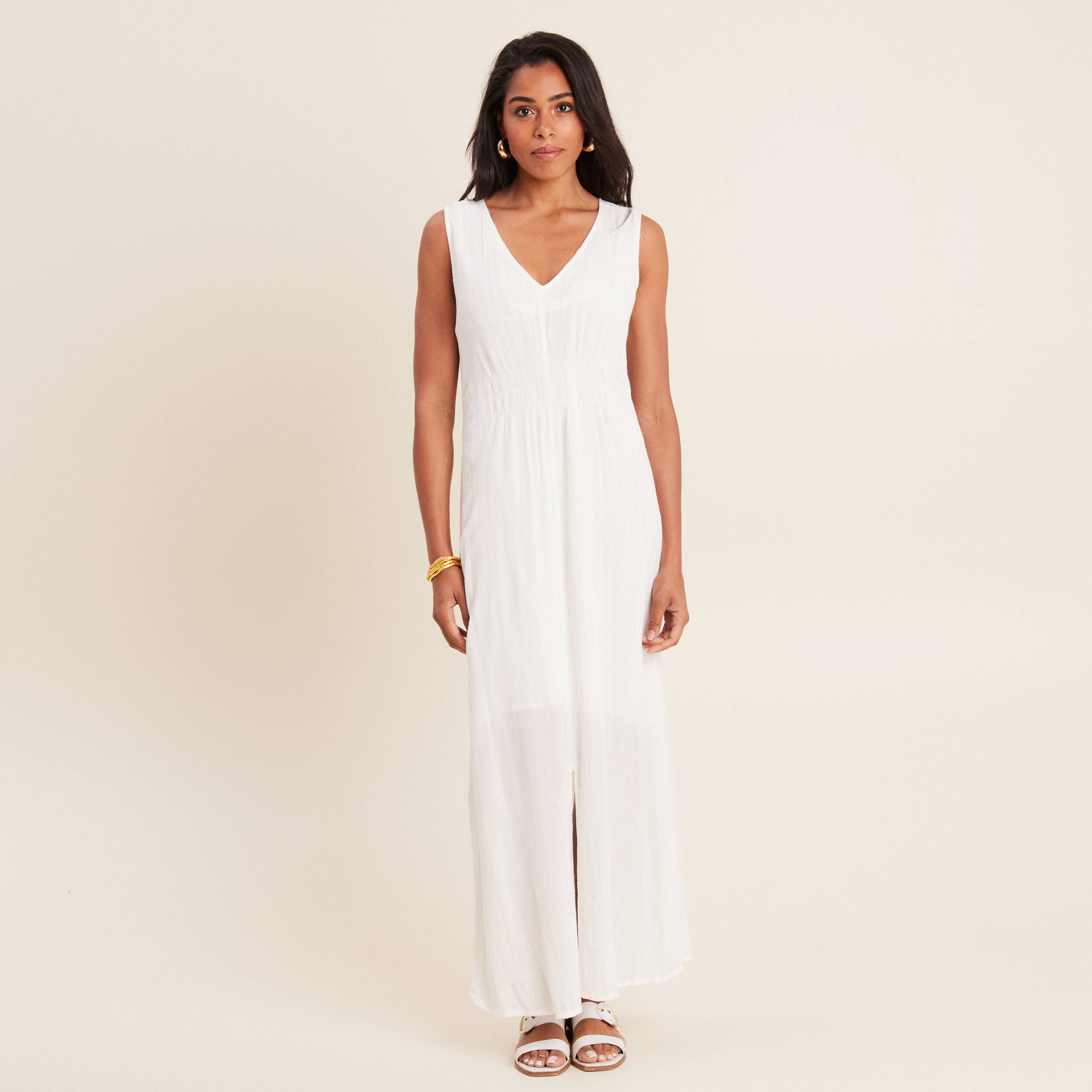 robe longue evasee ecru femme Robe longue évasée ecru femme