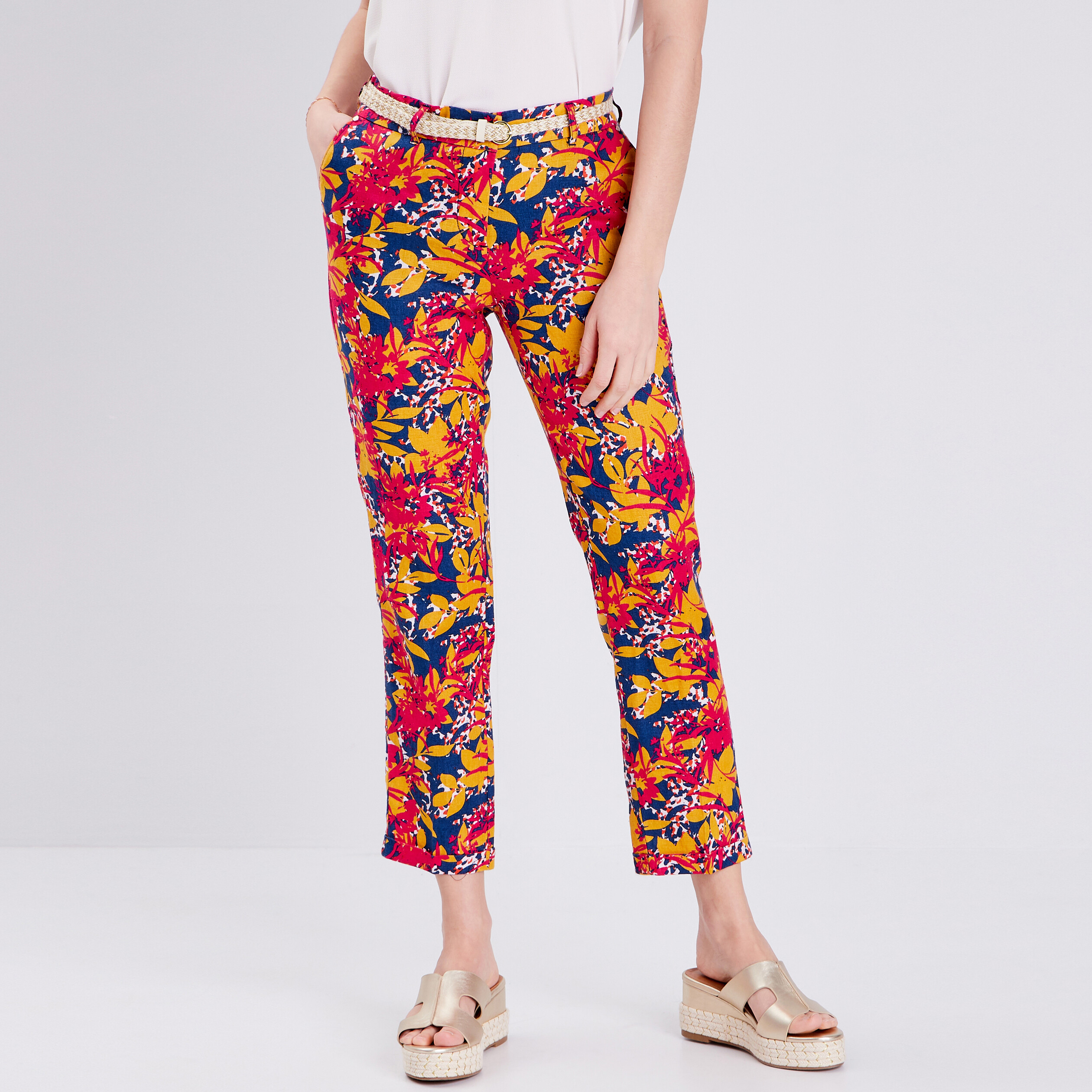 pantalon a ceinture multicolore femme Pantalon à ceinture multicolore femme