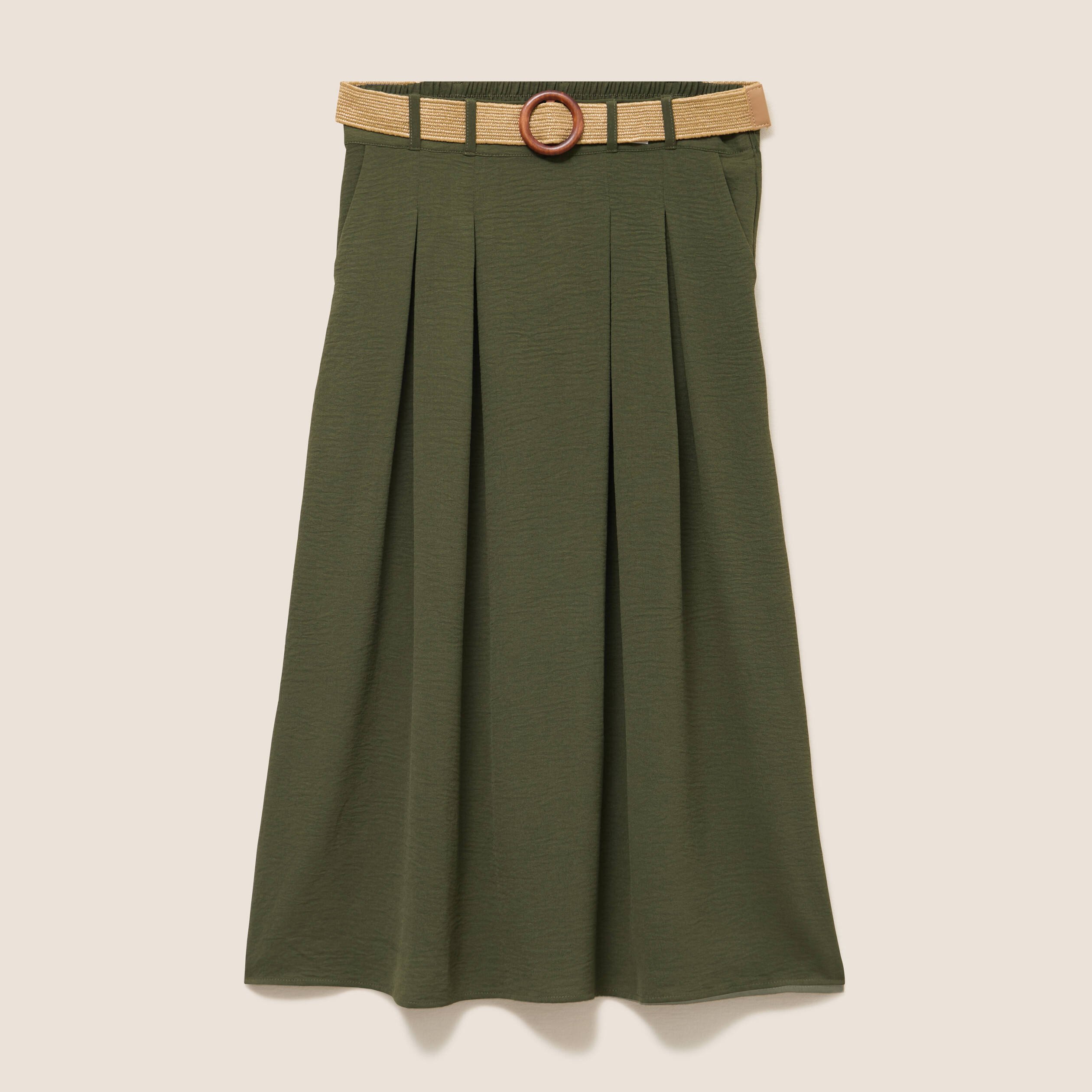 Jupe longue évasée ceinturée vert kaki femme Vibs
