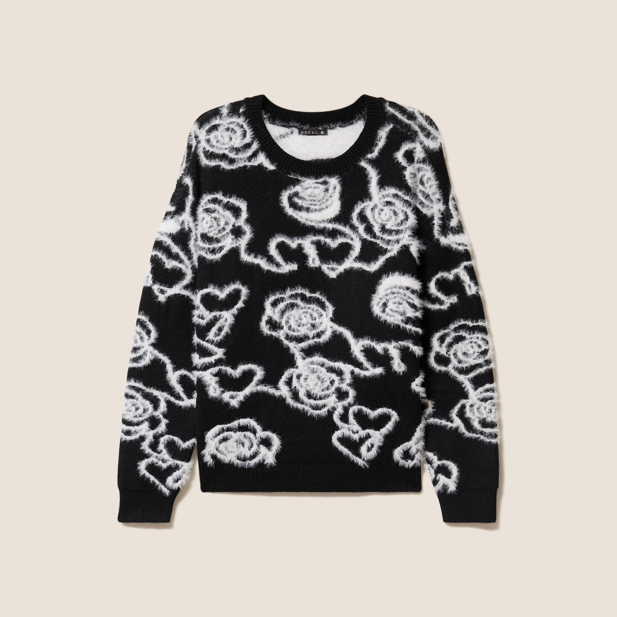 Pull col rond manches longues noir femme Vibs